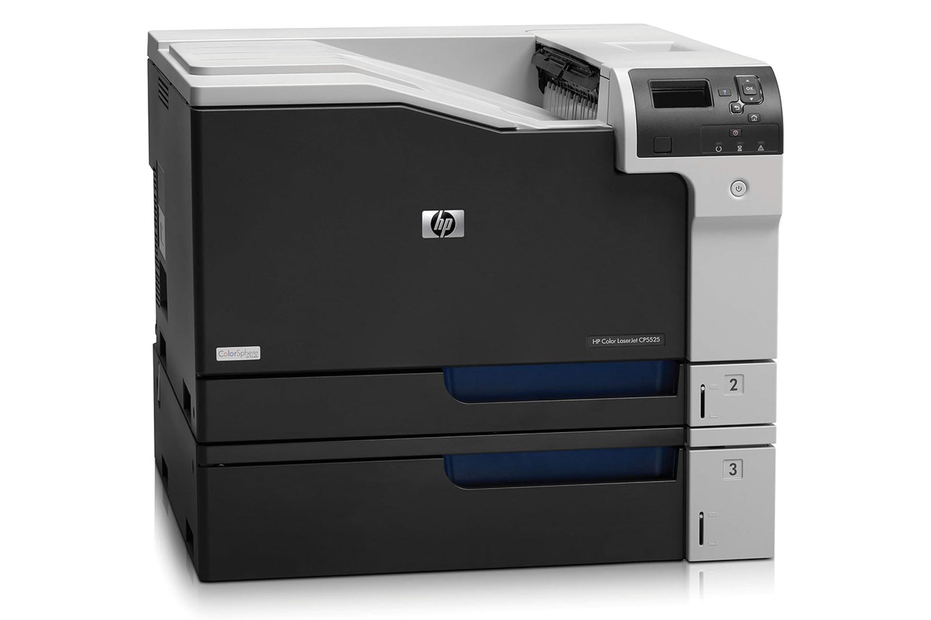 پرینتر اچ پی HP Color LaserJet Professional CP5525n نمای جلو و چپ