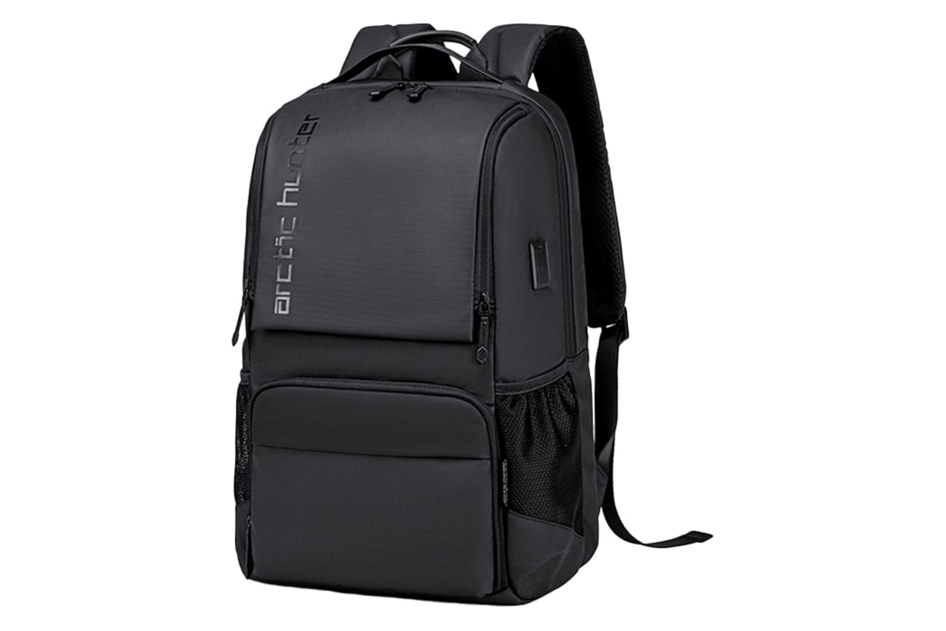 نمای نیمرخ کوله پشتی لپ تاپ آرکتیک هانتر B00532 مناسب 15.6 اینچ با نمایش جیب‌های جلو و سمت چپ