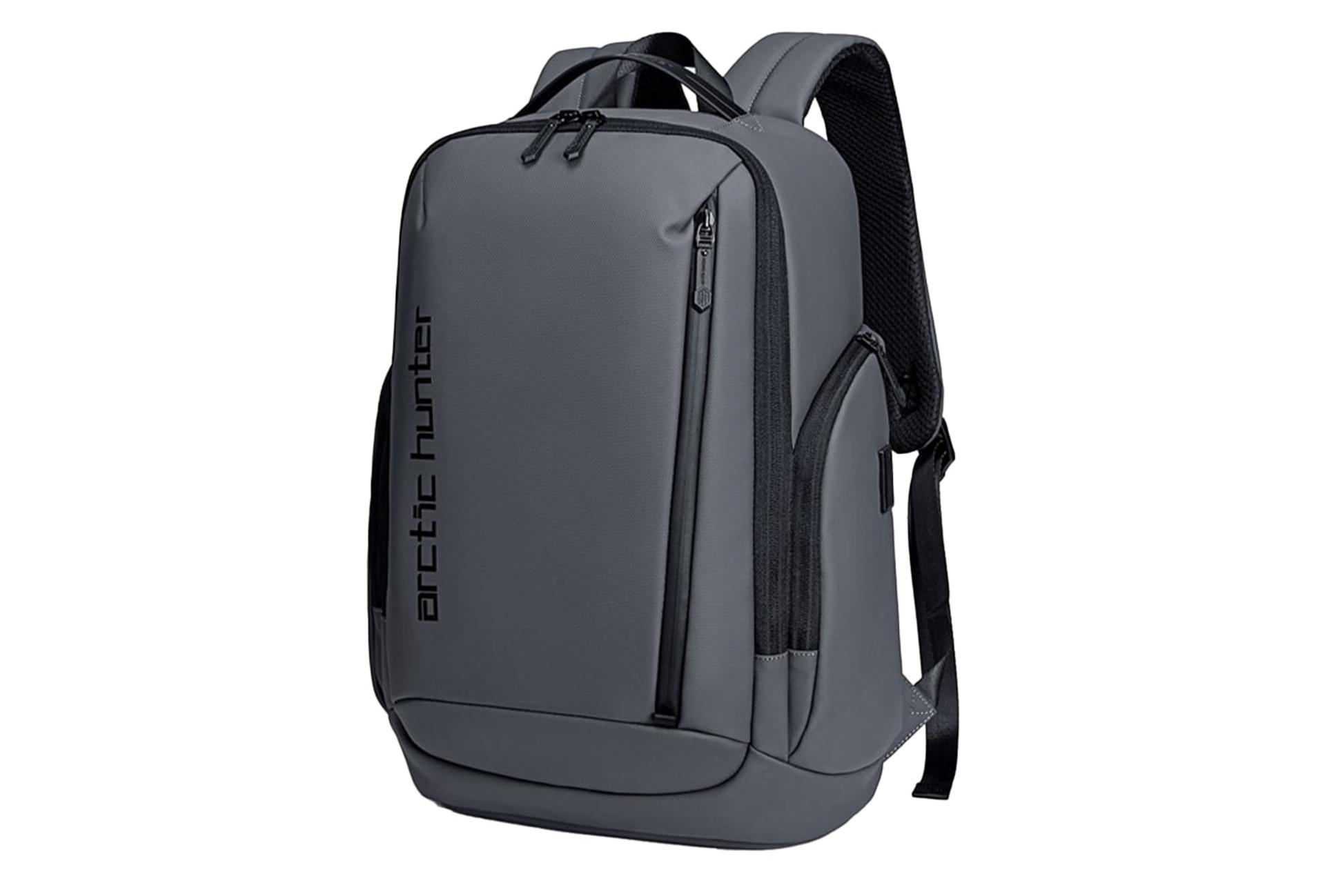 نمای نیمرخ کوله پشتی لپ تاپ آرکتیک هانتر B00554 مناسب 15.6 اینچ با نمایش لبه سمت راست رنگ خاکستری
