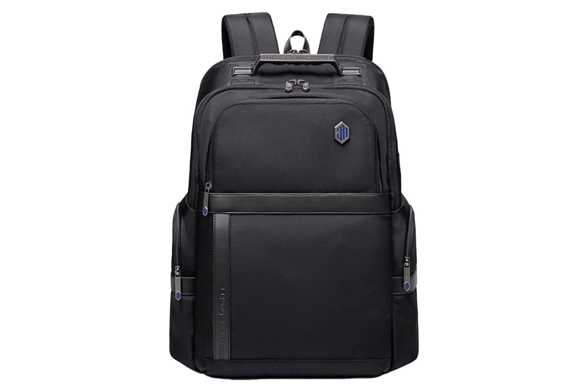 نمای جلوی کوله پشتی لپ تاپ آرکتیک هانتر B00449 مناسب 15.6 اینچ با نمایش لوگو و دسته رنگ مشکی