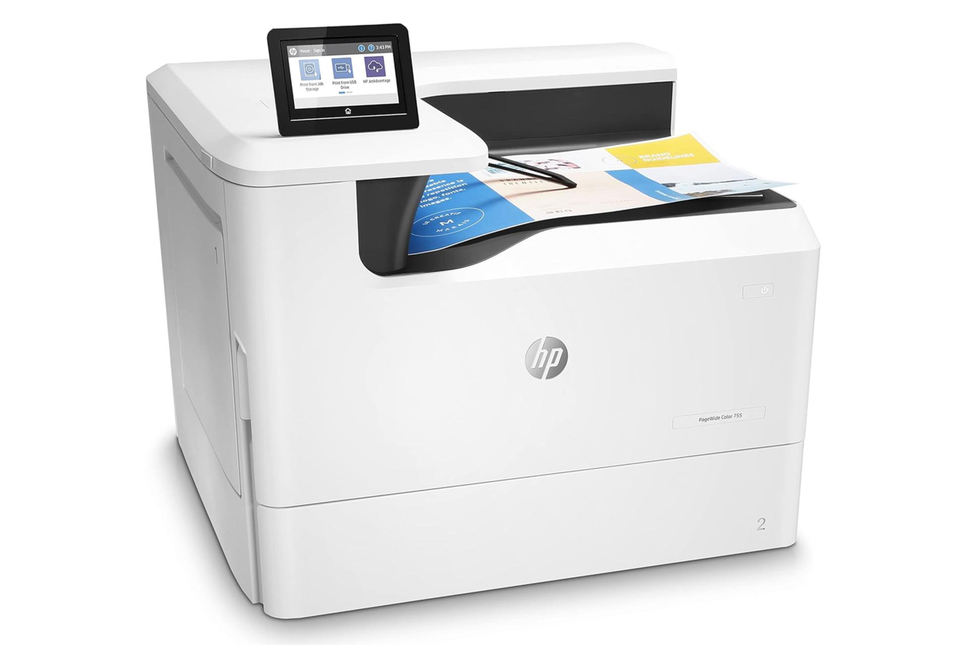 پرینتر اچ پی PageWide Color 755dn نمای سمت چپ