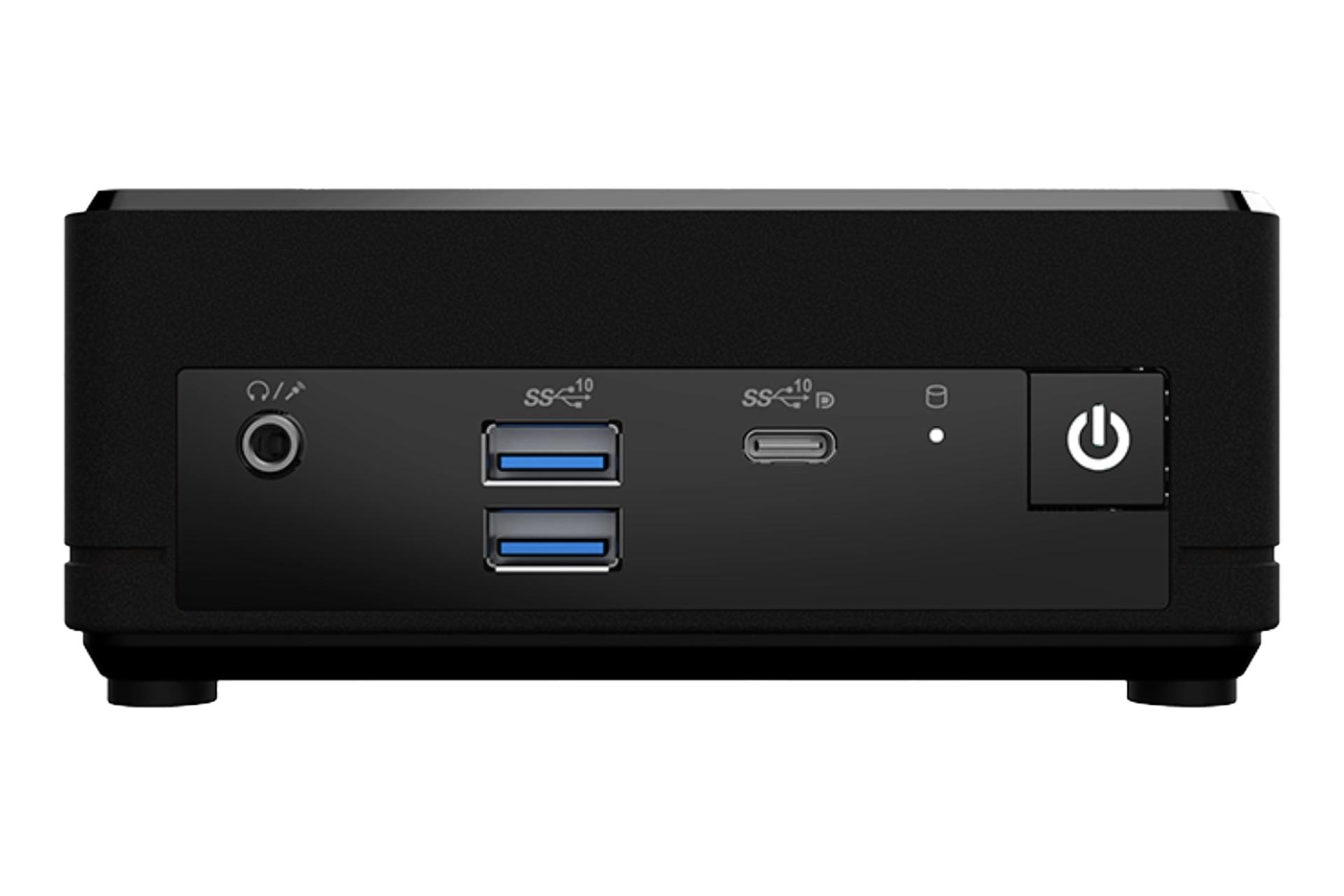 نمای پنل جلوی کامپیوتر کوچک Cubi N ADL ام اس آی با نمایش درگاه‌ها و اتصالات