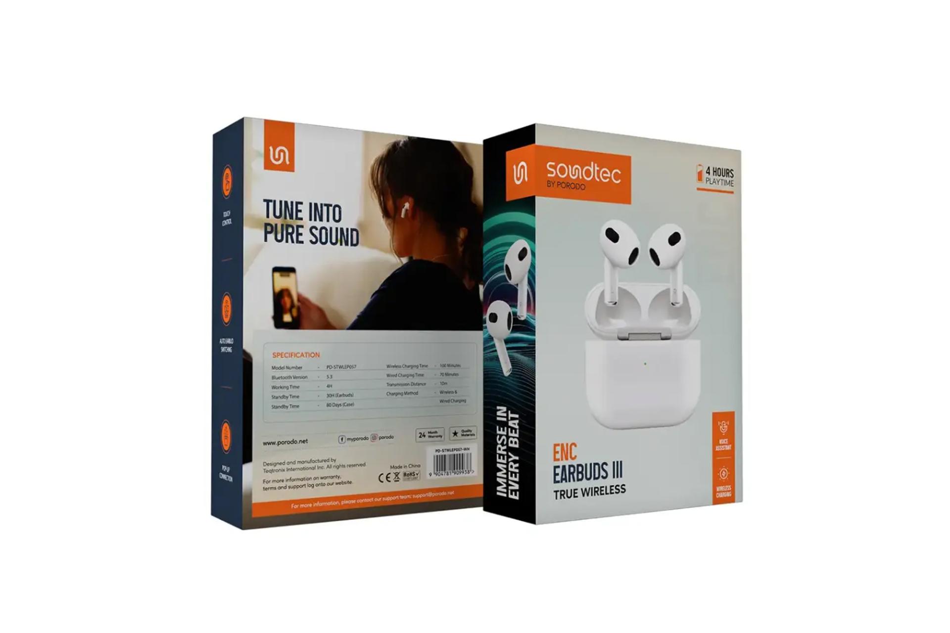 جعبه هدفون پرودو Soundtec Wireless Earbuds 3