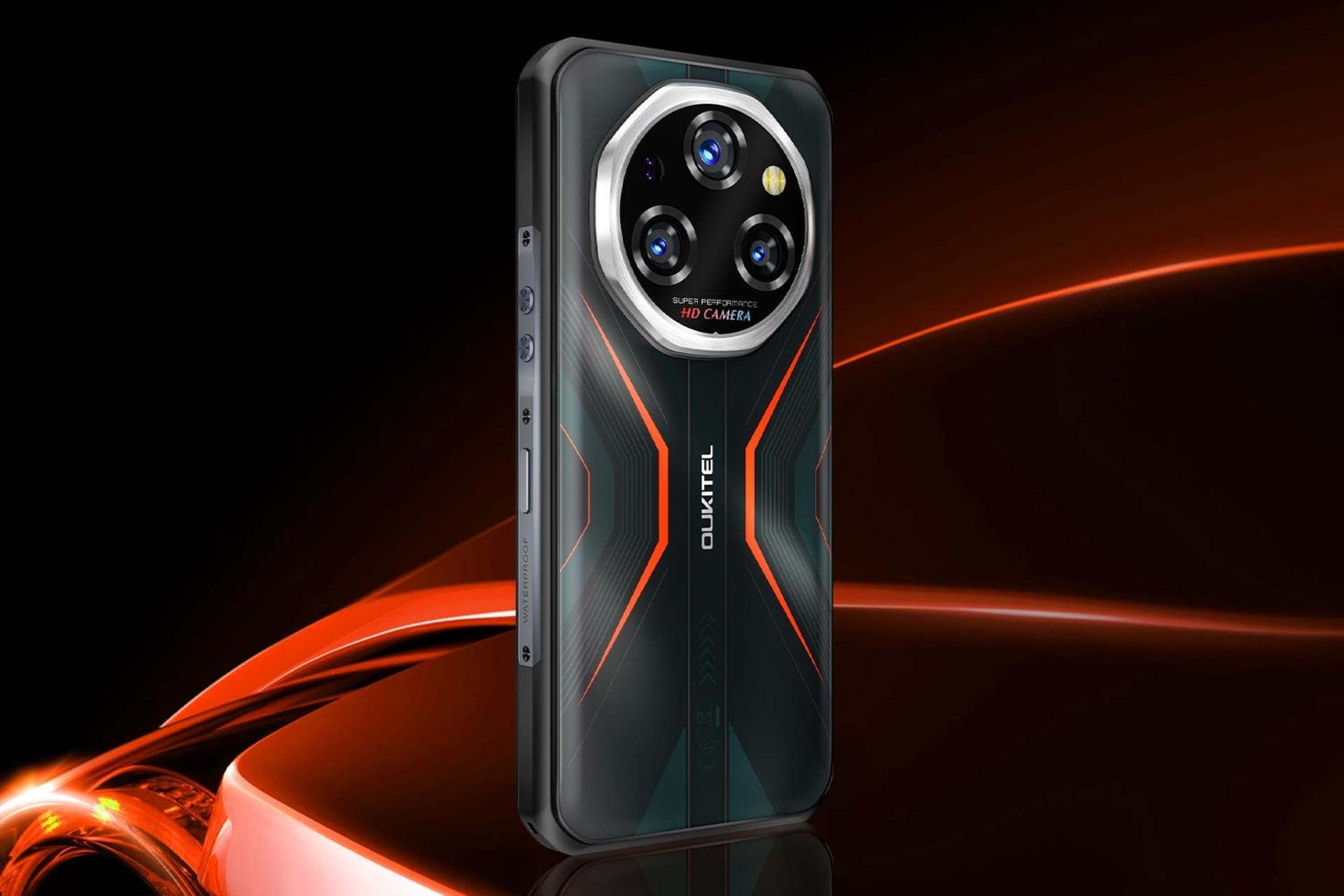 پنل پشت و چینش دوربین گوشی موبایل اوکیتل Oukitel WP55 مشکی و نارنجی