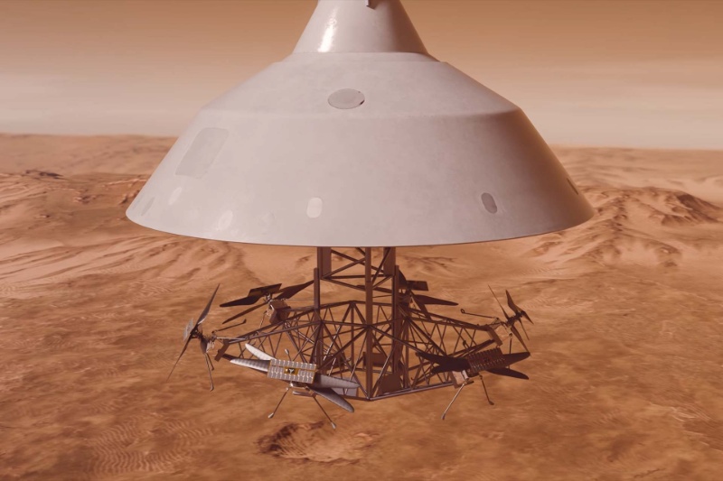 تماشا کنید: طرح بلندپروازانه شرکت آمریکایی برای اعزام همزمان 6 هلی‌کوپتر به آسمان مریخ