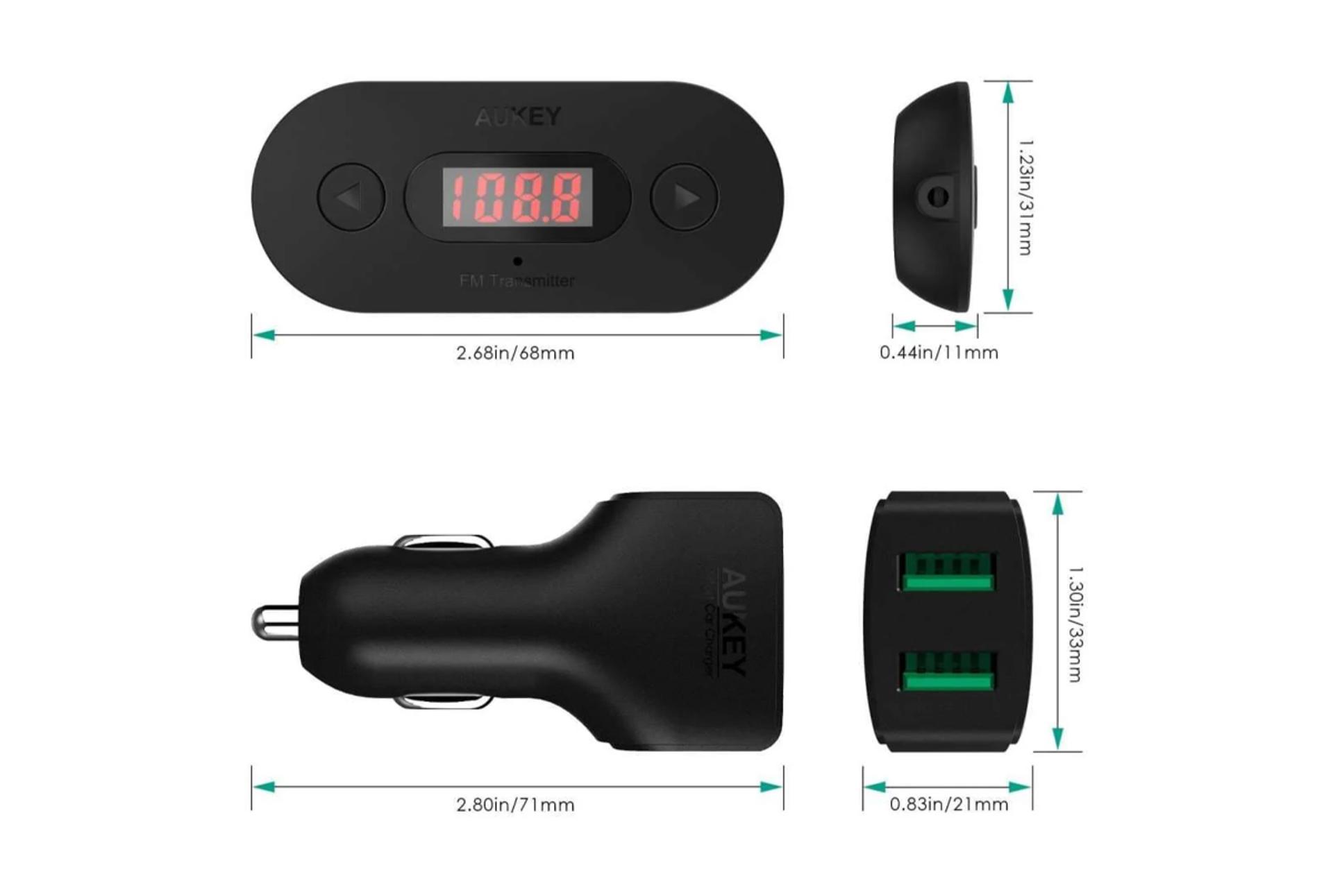 ابعاد و اندازه شارژر آکی BT-F2