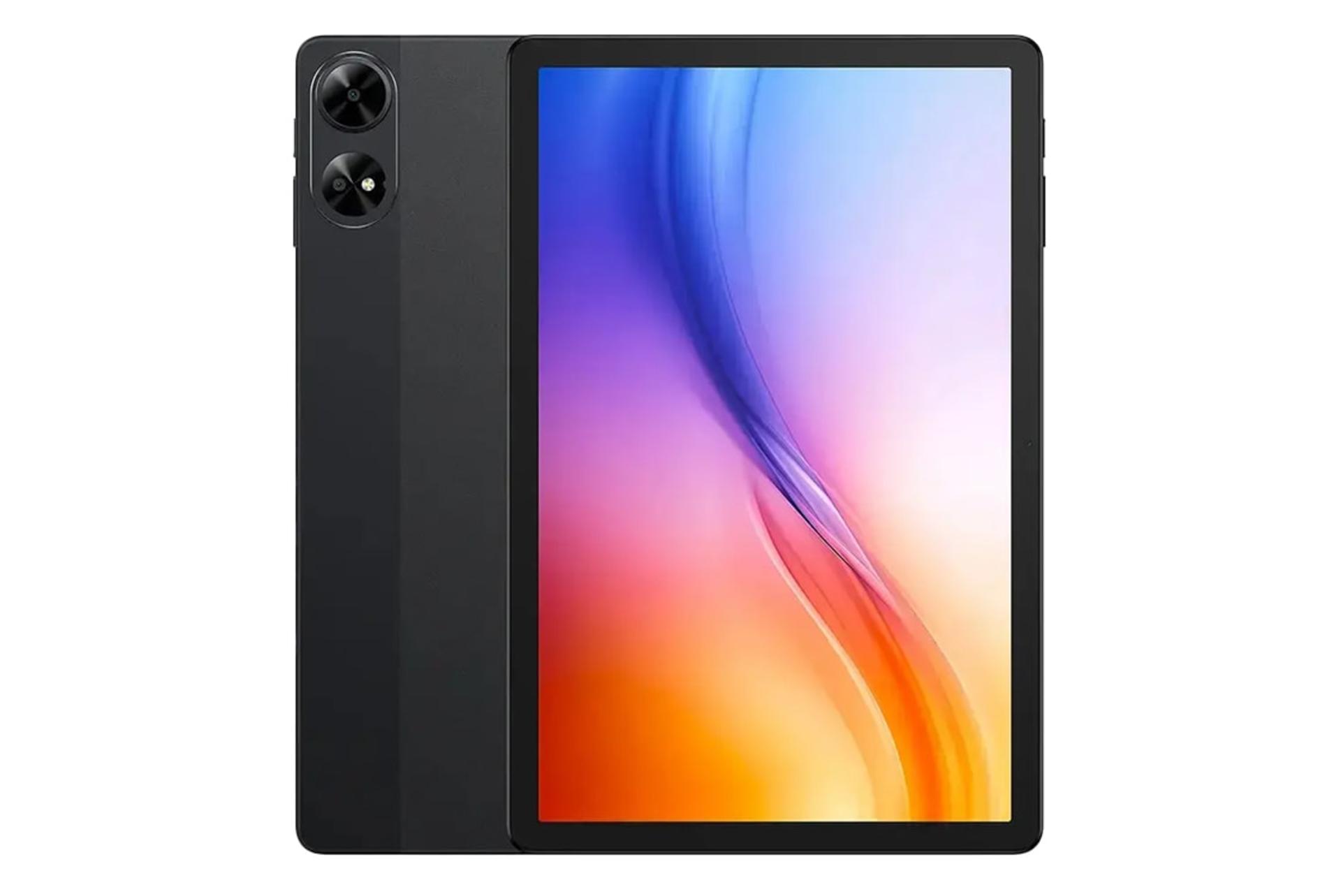 نمای کلی تبلت تب G6 پلاس دوجی / Doogee Tab G6 Plus با نمایشگر روشن و نمایش دوربین پنل پشت رنگ مشکی