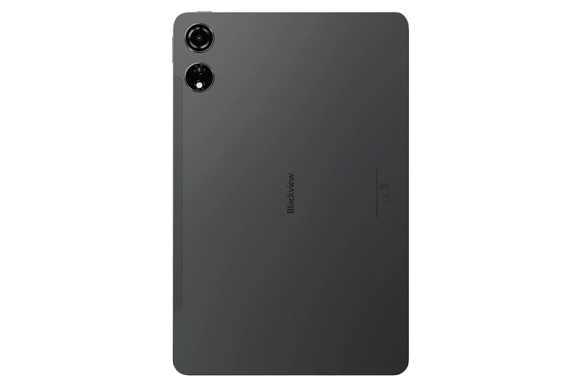 نمای پنل پشت تبلت مگا 3 بلک ویو / Blackview Mega 3 با نمایش دوربین و لوگو رنگ خاکستری