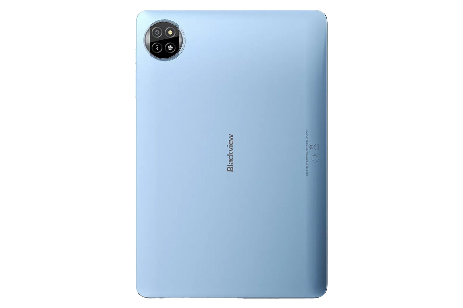 نمای پنل پشت تبلت تب 20 WiFi بلک ویو / Blackview Tab 20 WiFi با نمایش لوگو و دوربین رنگ آبی