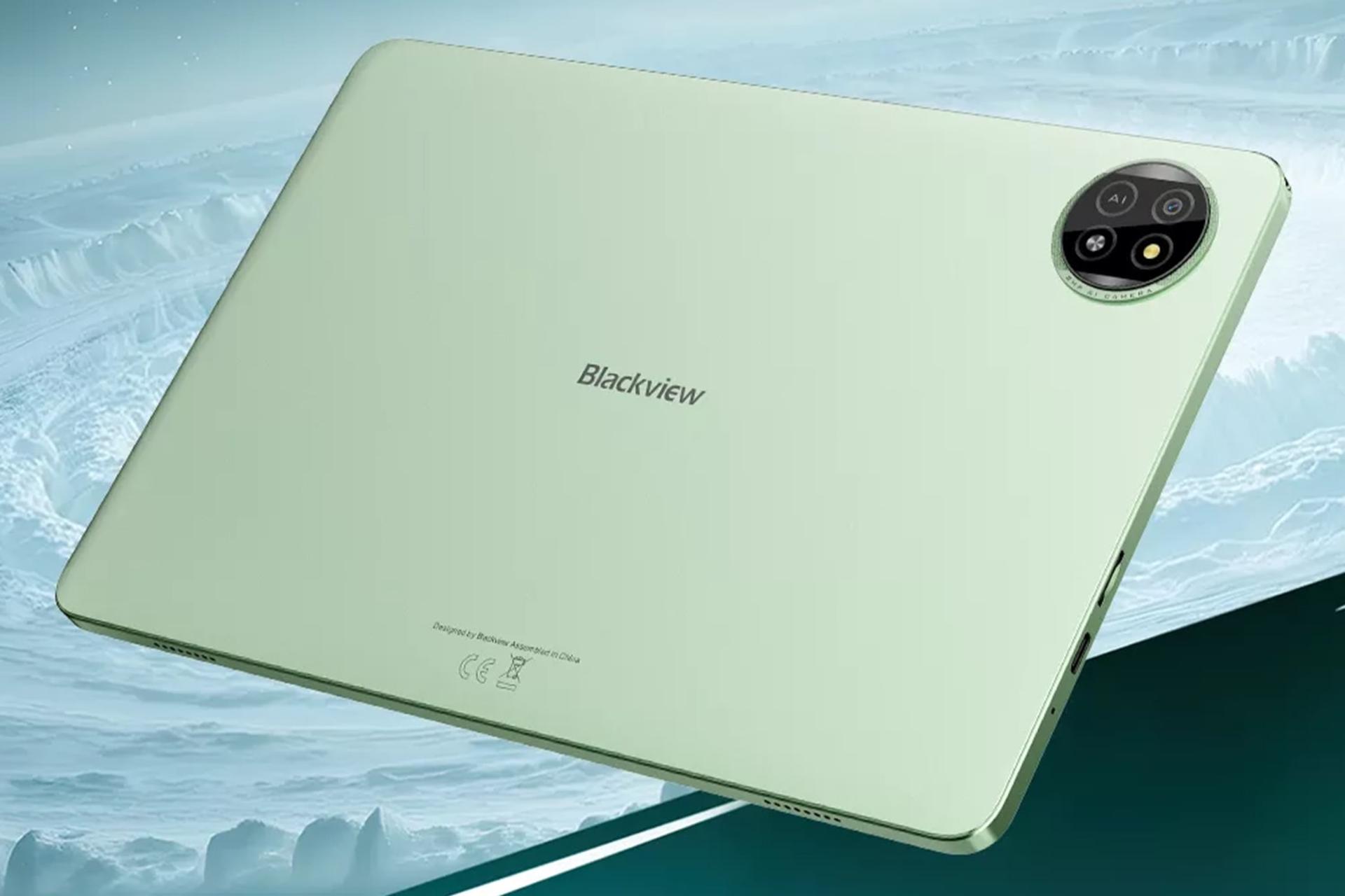 نمای نیمرخ پنل پشت تبلت تب 20 WiFi بلک ویو / Blackview Tab 20 WiFi با نمایش لبه‌ها رنگ سبز