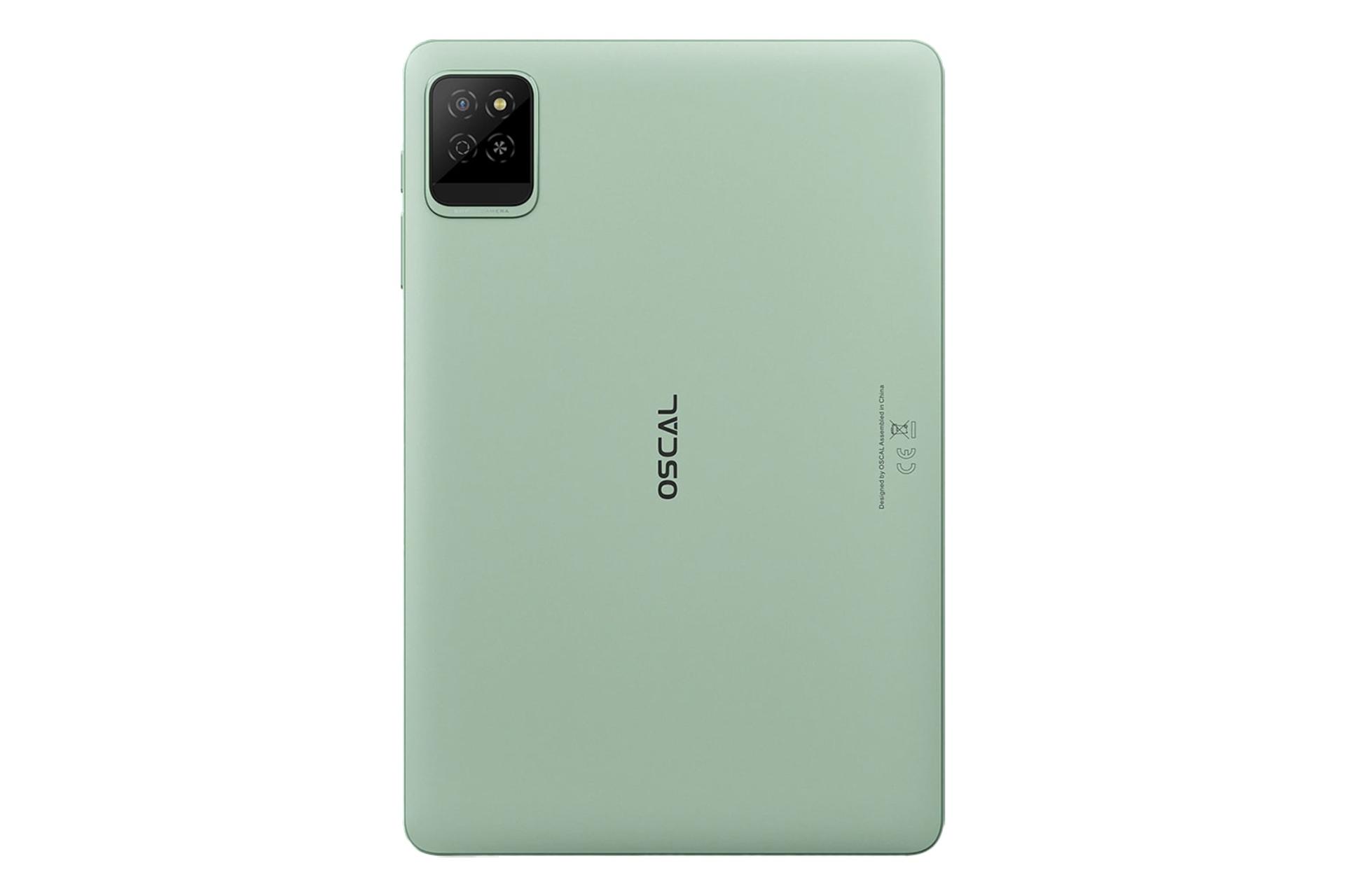 نمای پنل پشت تبلت اسکال پد 30 WiFi بلک ویو / Blackview Oscal Pad 30 WiFi با نمایش لوگو و دوربین رنگ سبز