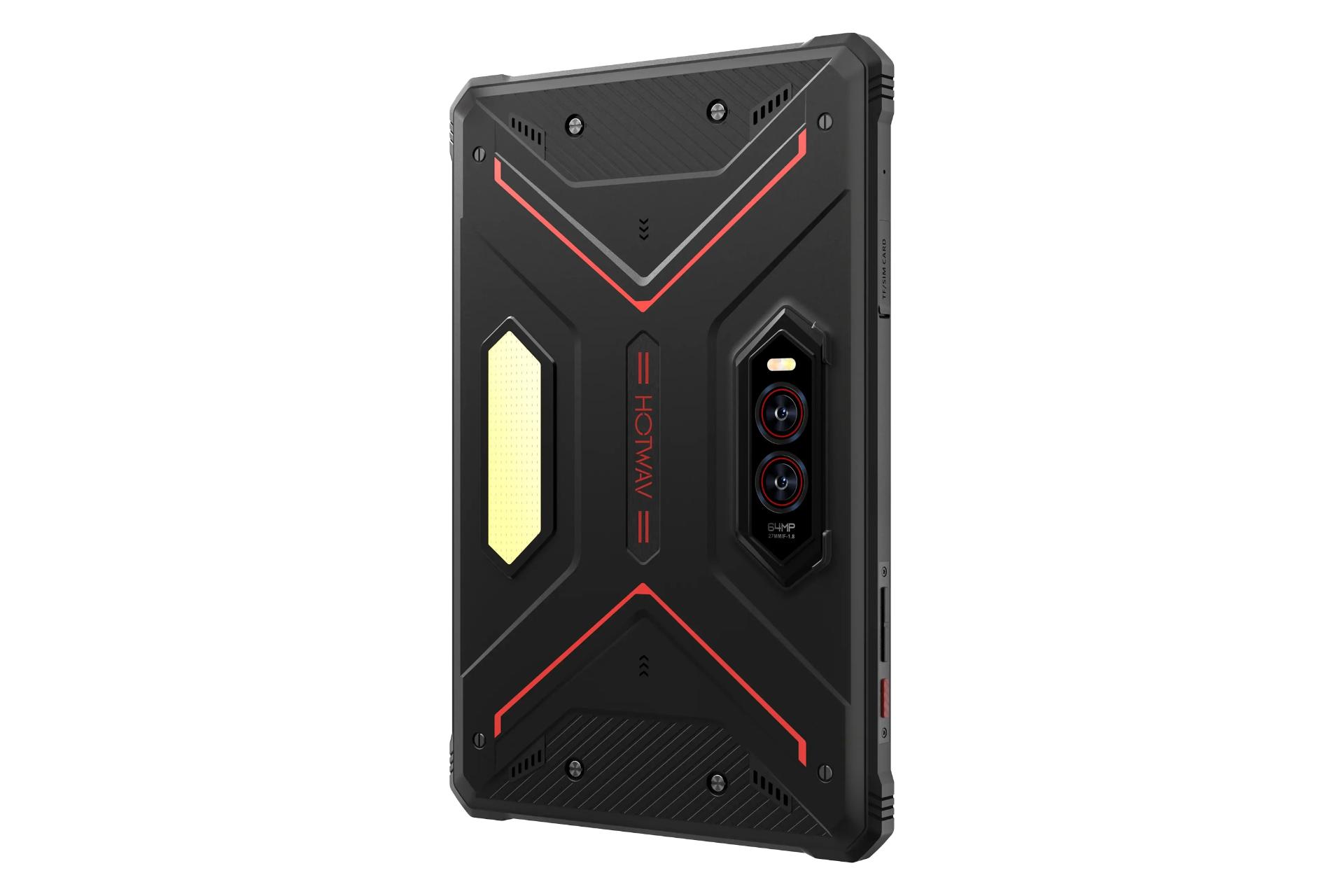 نمای نیمرخ پنل پشت تبلت R9 پلاس هات ویو / HOTWAV R9 Plus با نمایش لبه سمت چپ رنگ مشکی و قرمز