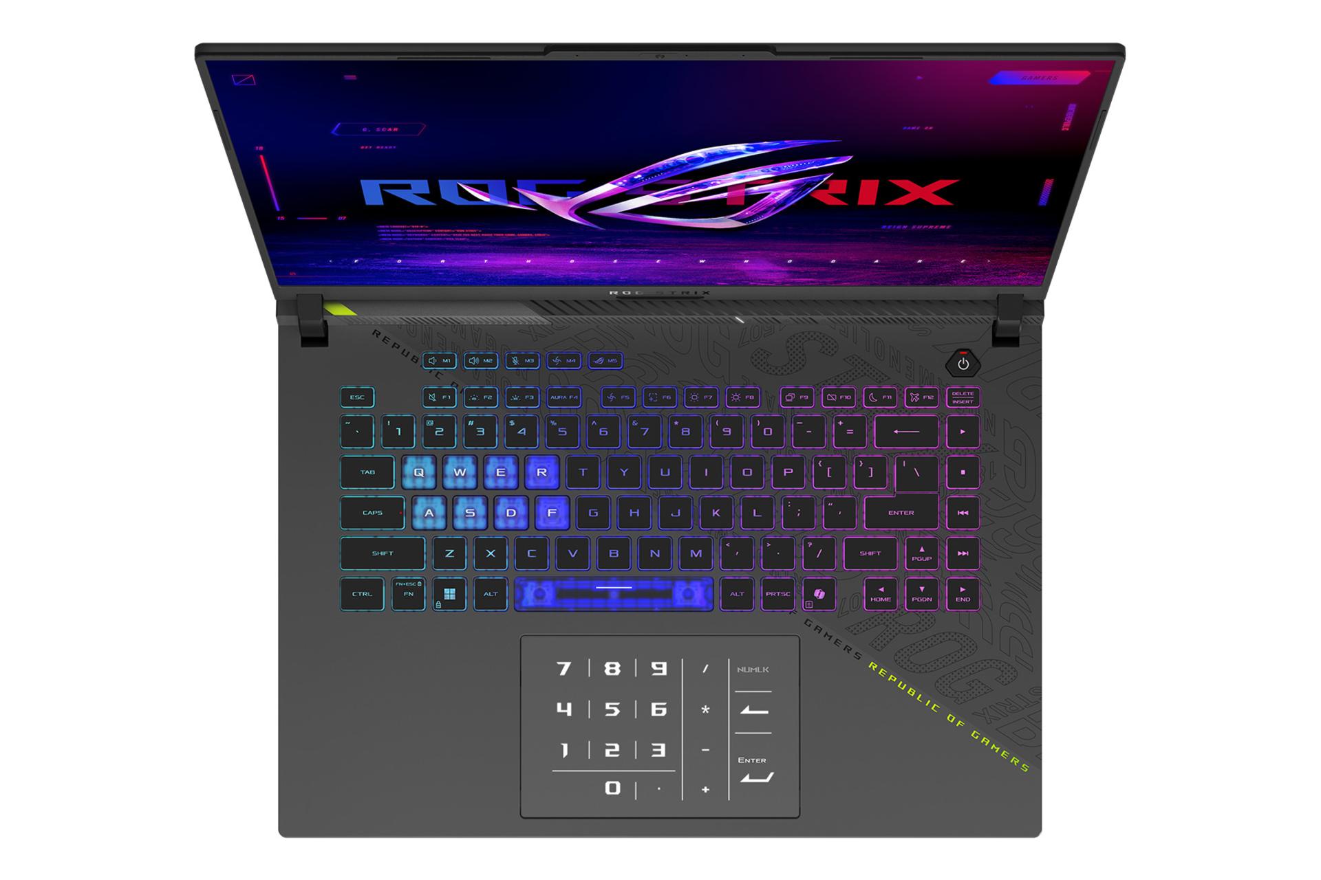 لپ تاپ ایسوس ASUS ROG Strix G16 2025 G614F نمای بالا و کیبورد