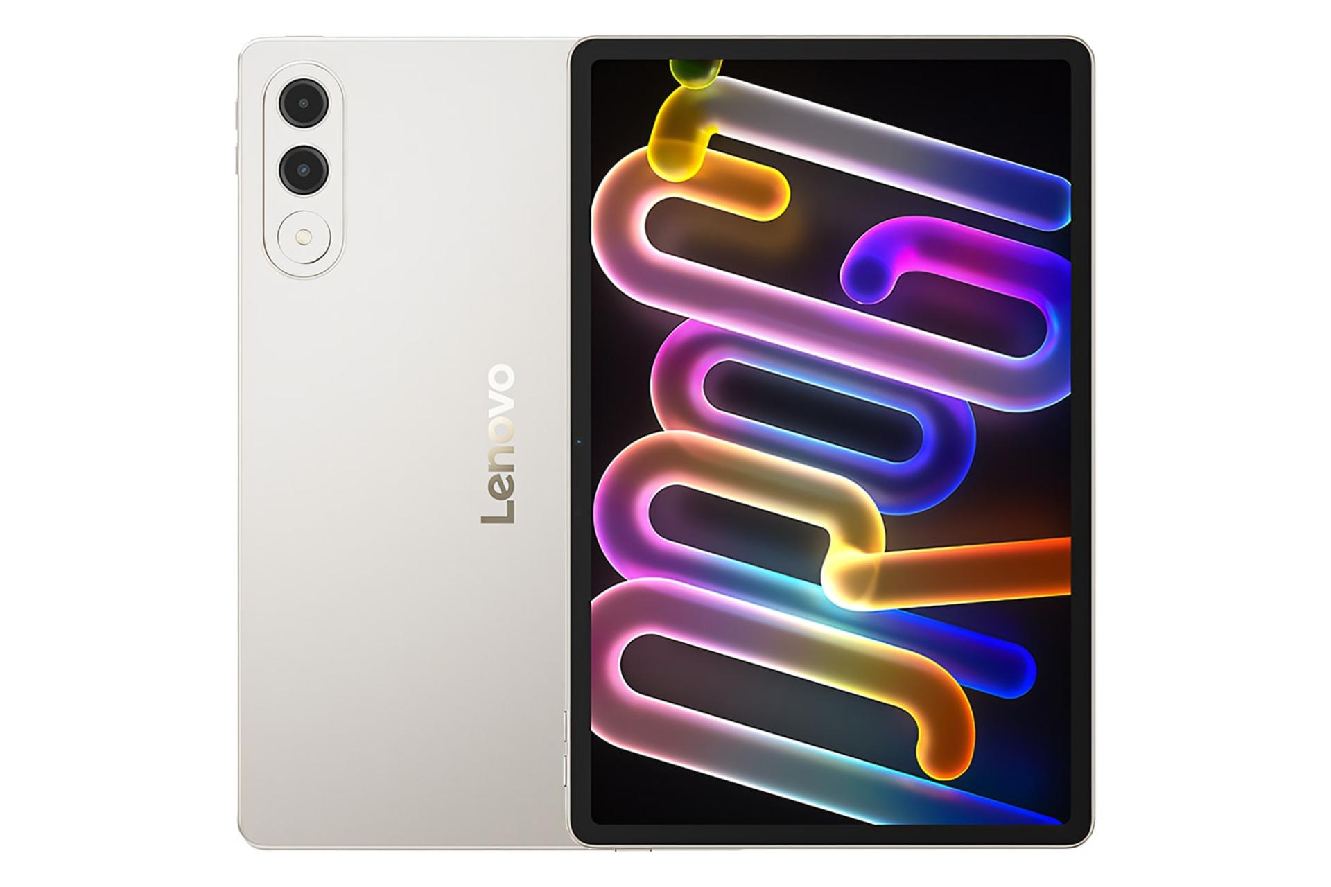 نمای کلی تبلت Xiaoxin تبلت پرو GT لنوو / Lenovo Xiaoxin Tablet Pro GT با نمایشگر روشن و نمایش دوربین و لوگوی پنل پشت