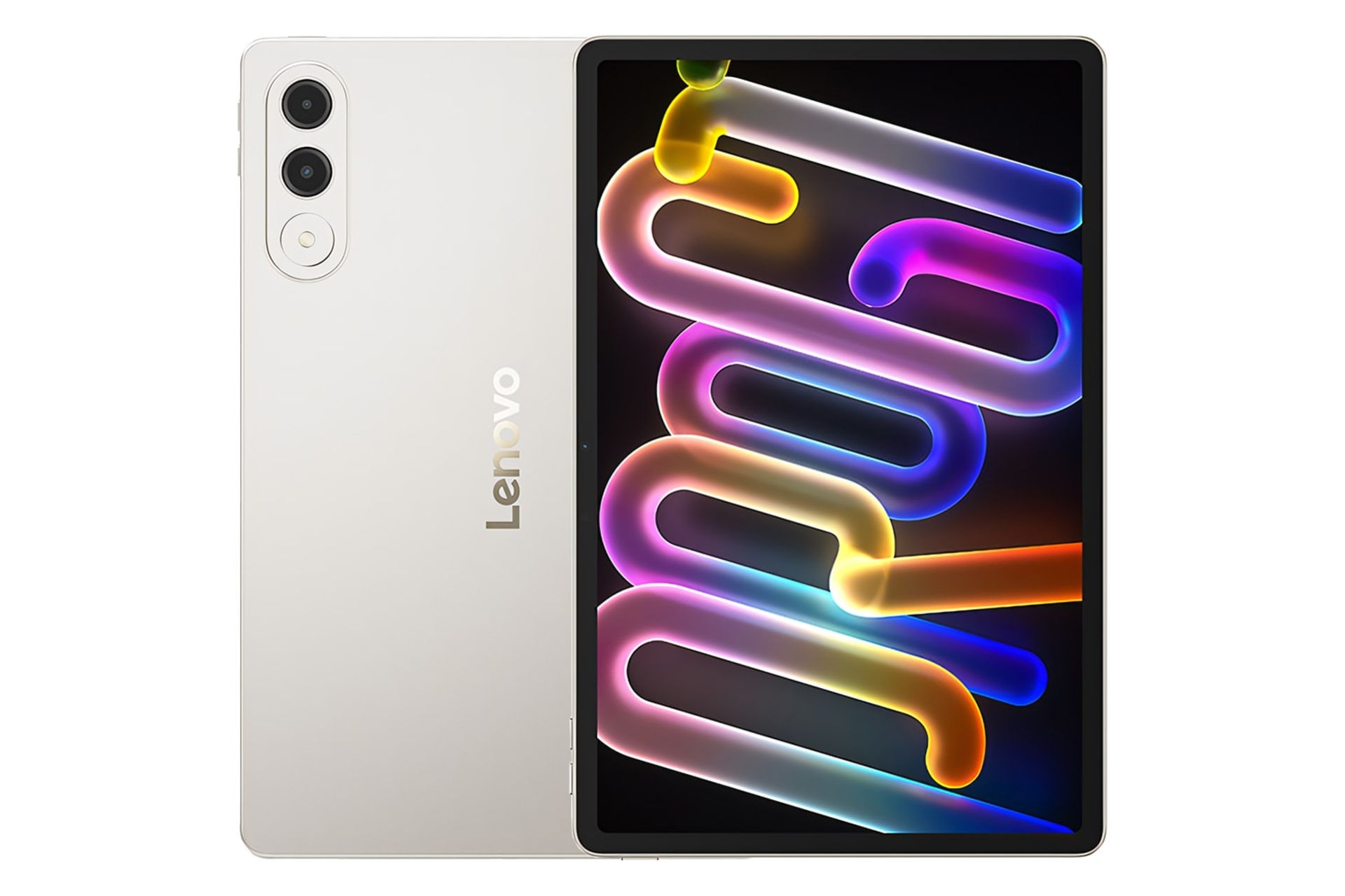 نمای کلی تبلت Xiaoxin تبلت پرو GT لنوو / Lenovo Xiaoxin Tablet Pro GT با نمایشگر روشن و نمایش دوربین و لوگوی پنل پشت