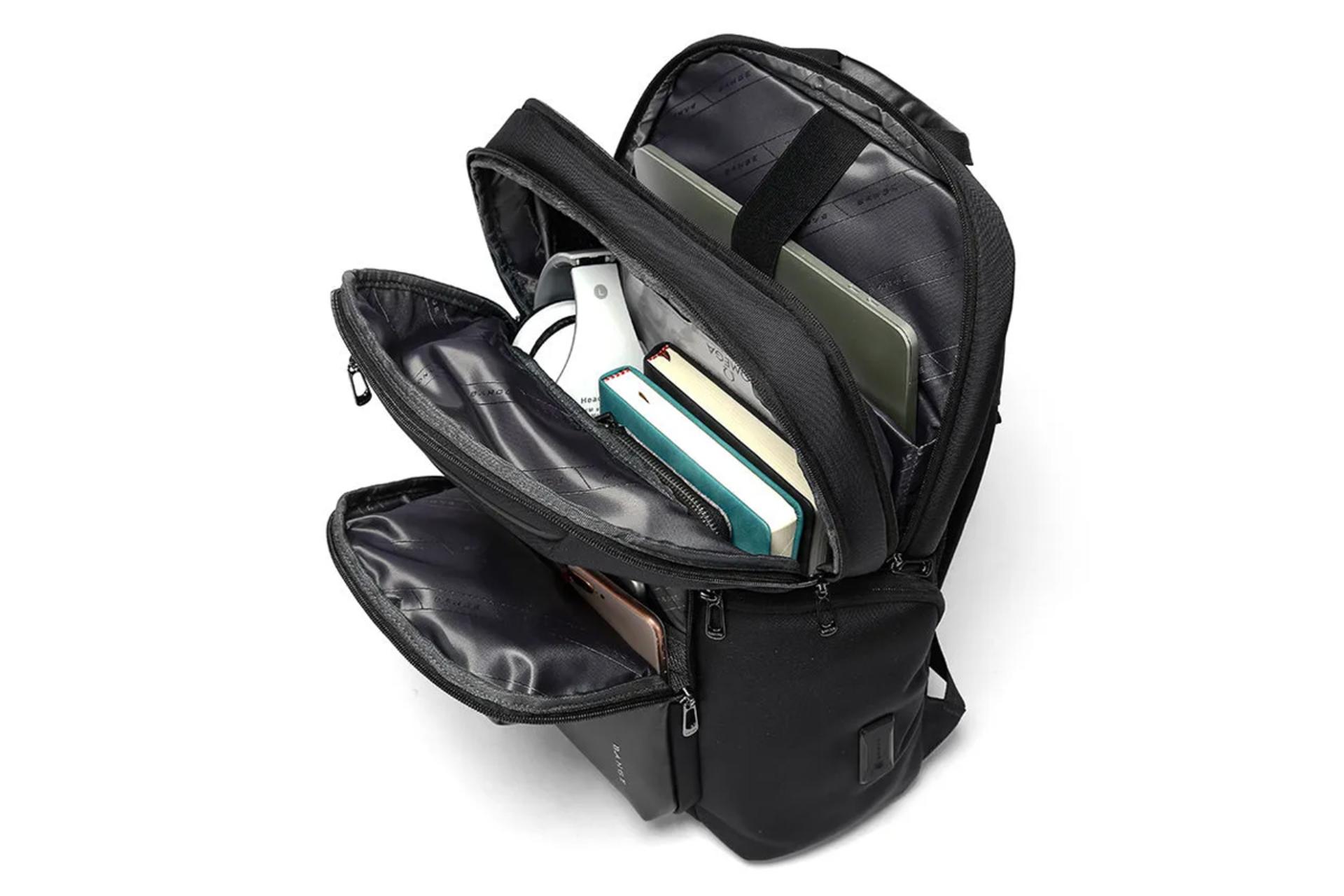 نمای داخل کیف لپ تاپ کوله پشتی لپ تاپ بنج 7712 مناسب 15.6 اینچ