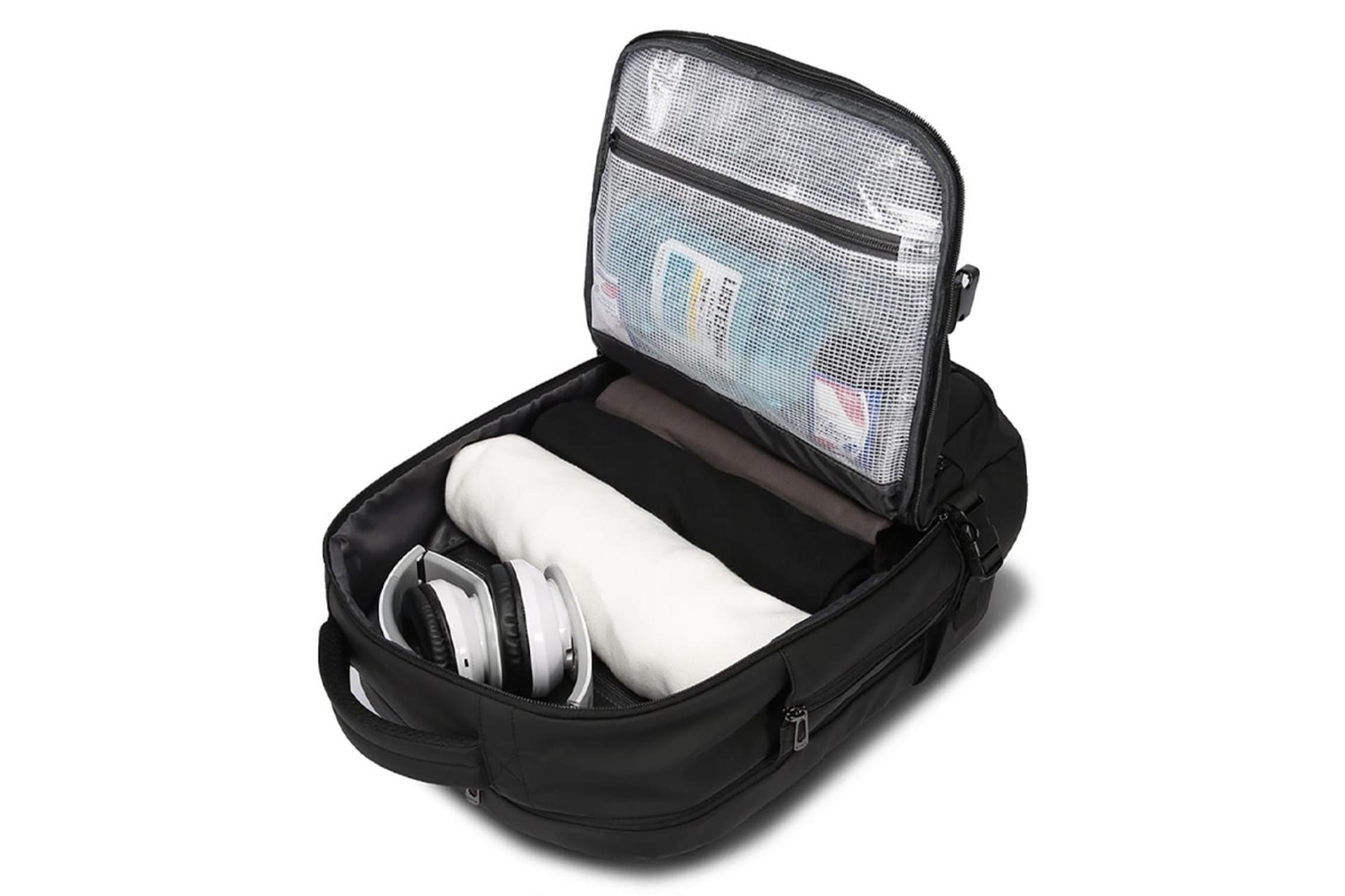 نمای داخل کیف لپ تاپ کوله پشتی لپ تاپ بنج 7690 مناسب 15.6 اینچ