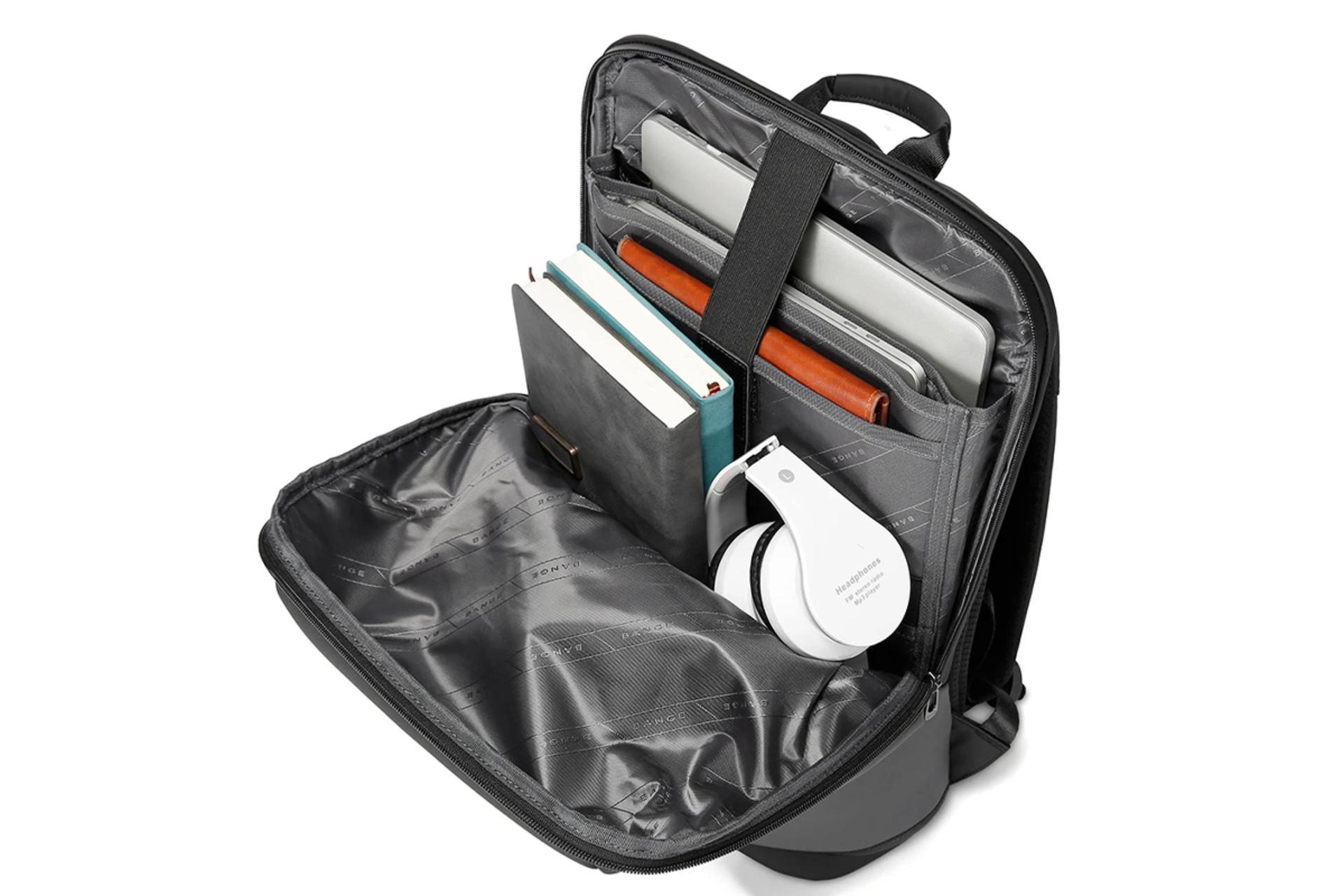 نمای داخل کیف لپ تاپ کوله پشتی لپ تاپ بنج 2913 مناسب 15.6 اینچ