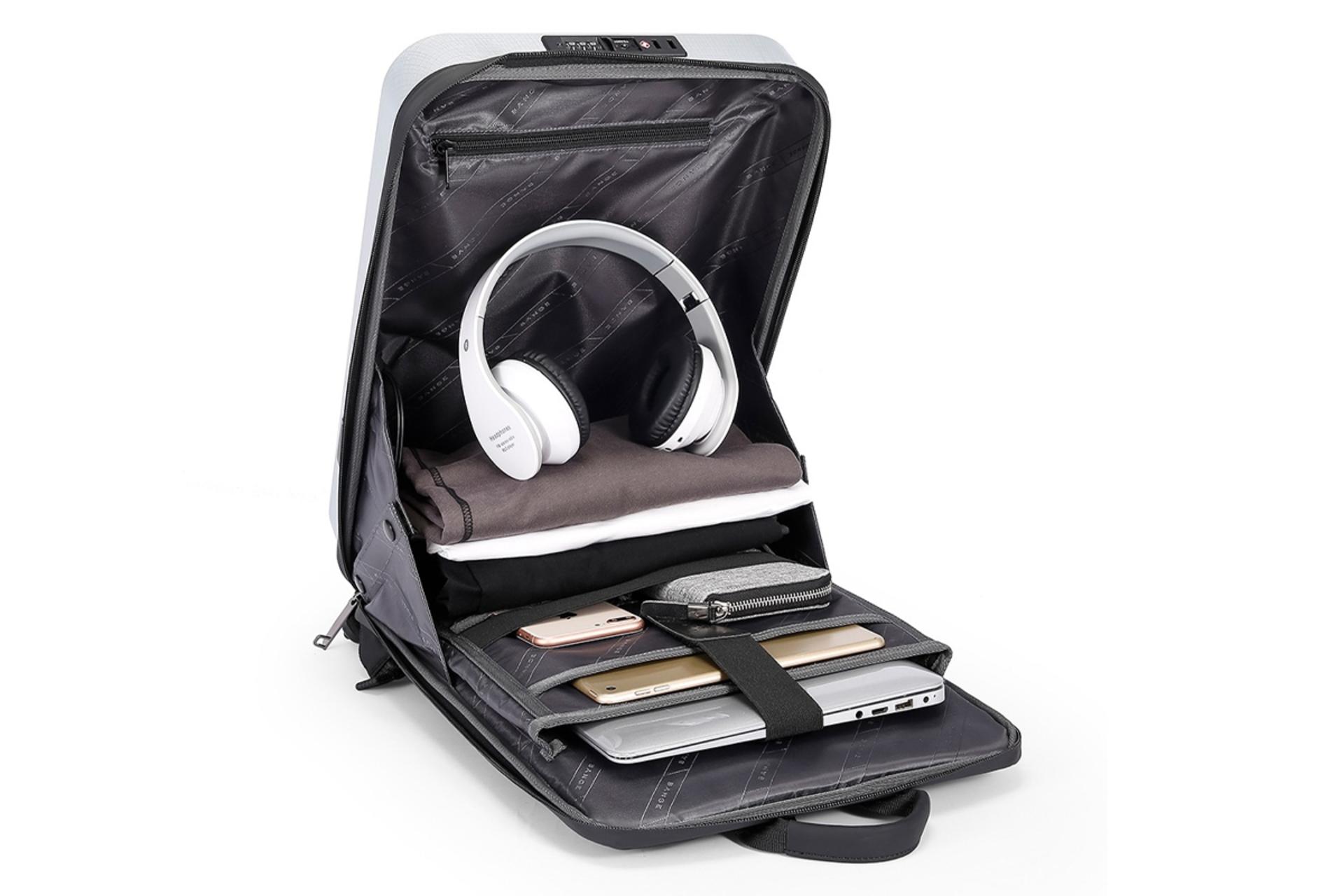 نمای داخل کیف لپ تاپ کوله پشتی لپ تاپ بنج 2839 مناسب 15.6 اینچ