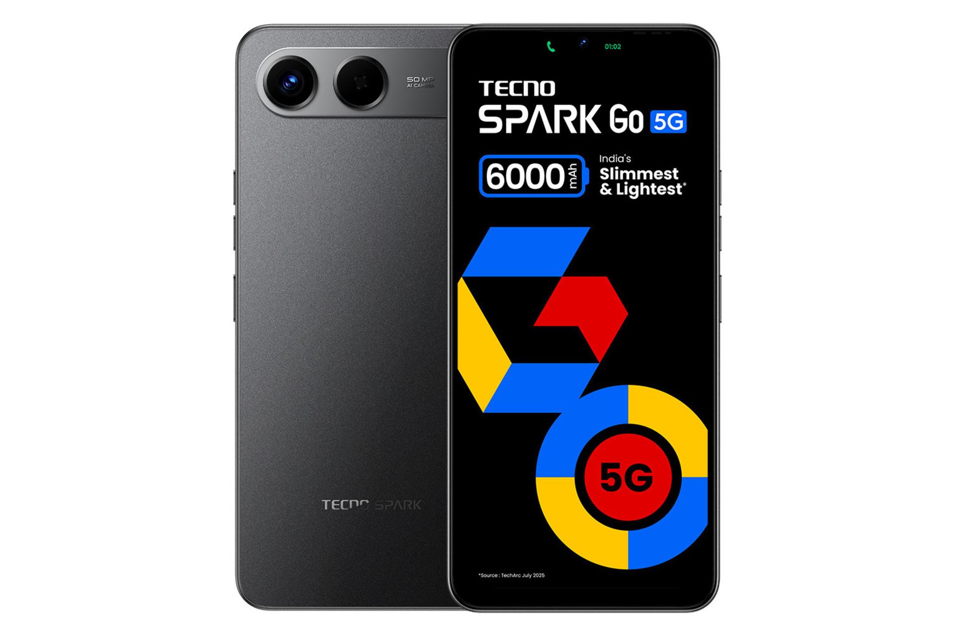 پنل جلو و پشت گوشی موبایل اسپارک Go تکنو 5G مشکی / Tecno Spark Go 5G
