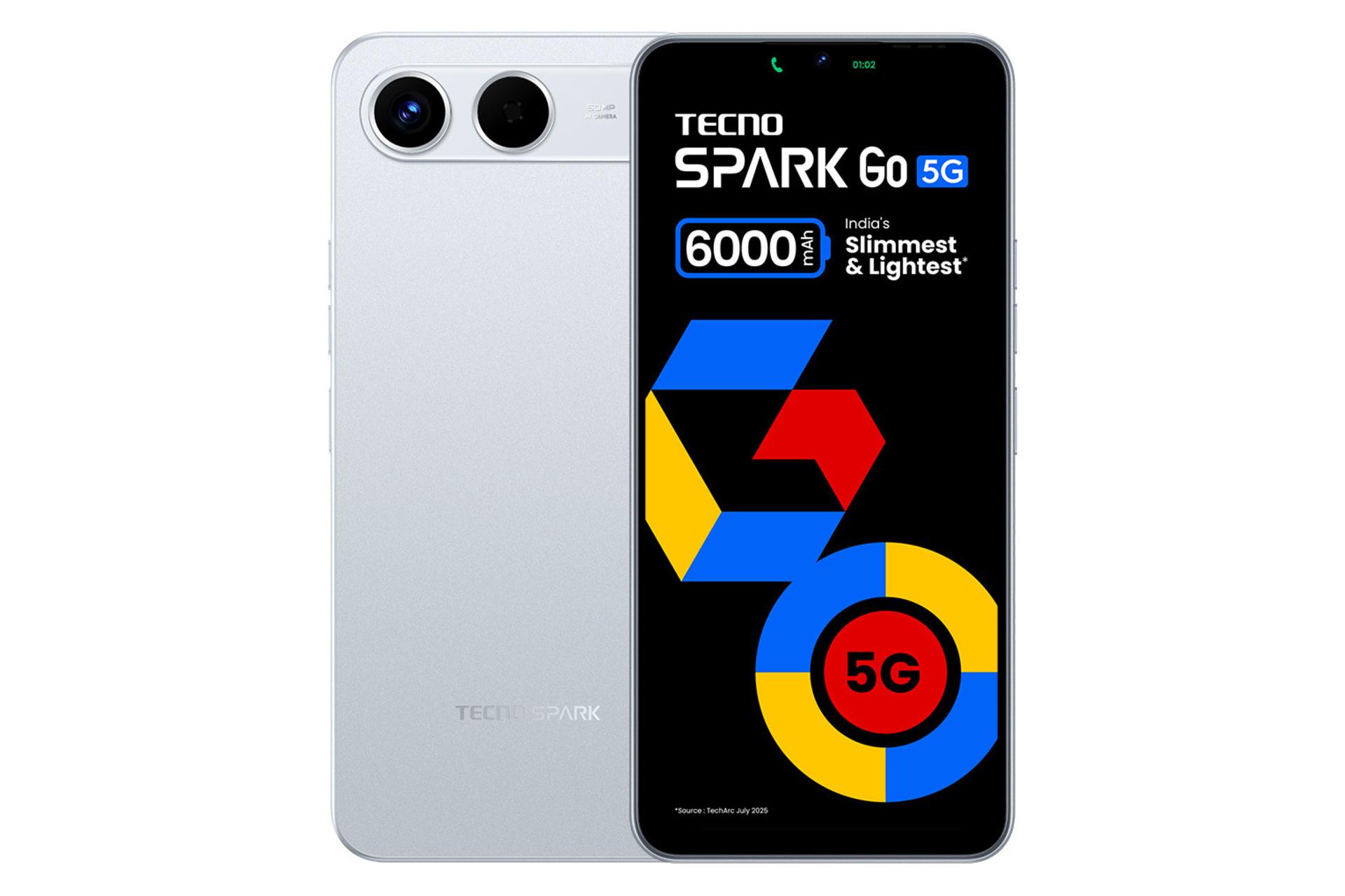 پنل جلو و پشت گوشی موبایل اسپارک Go تکنو 5G آبی روشن / Tecno Spark Go 5G