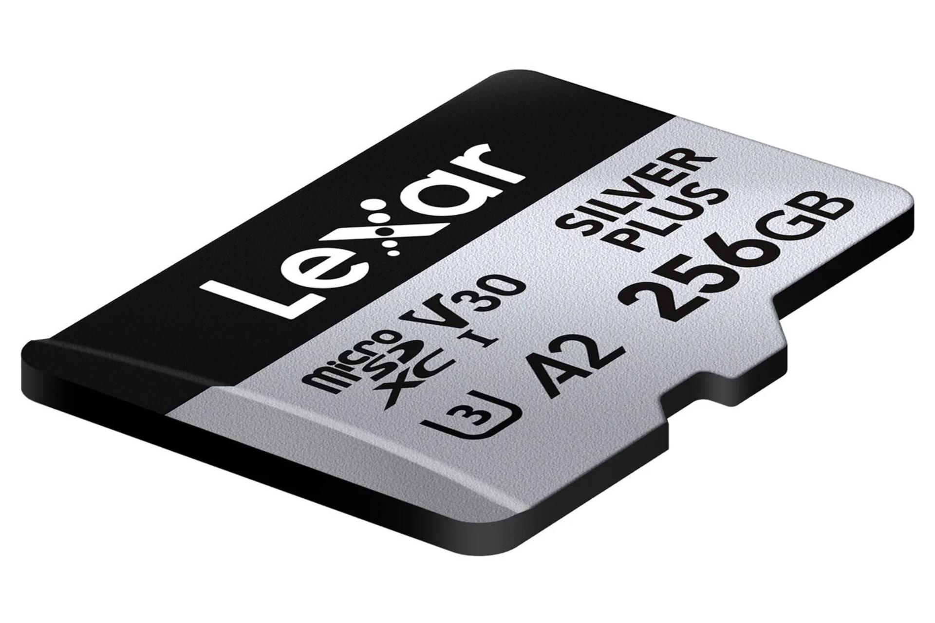 کارت حافظه لکسار microSDXC با ظرفیت 256 گیگابایت مدل Professional SILVER PLUS A2 V30