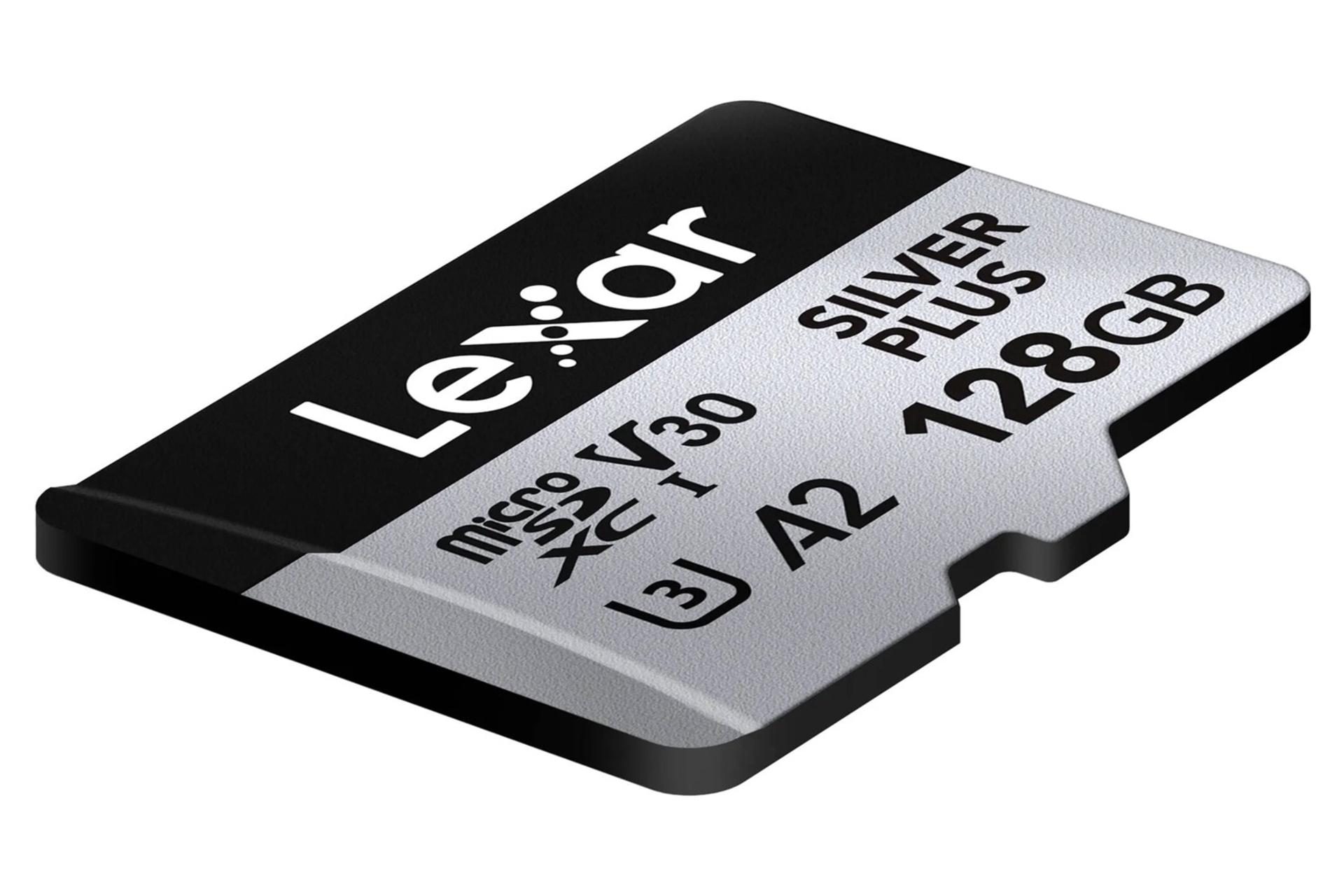 کارت حافظه لکسار microSDXC با ظرفیت 128 گیگابایت مدل Professional SILVER PLUS A2 V30