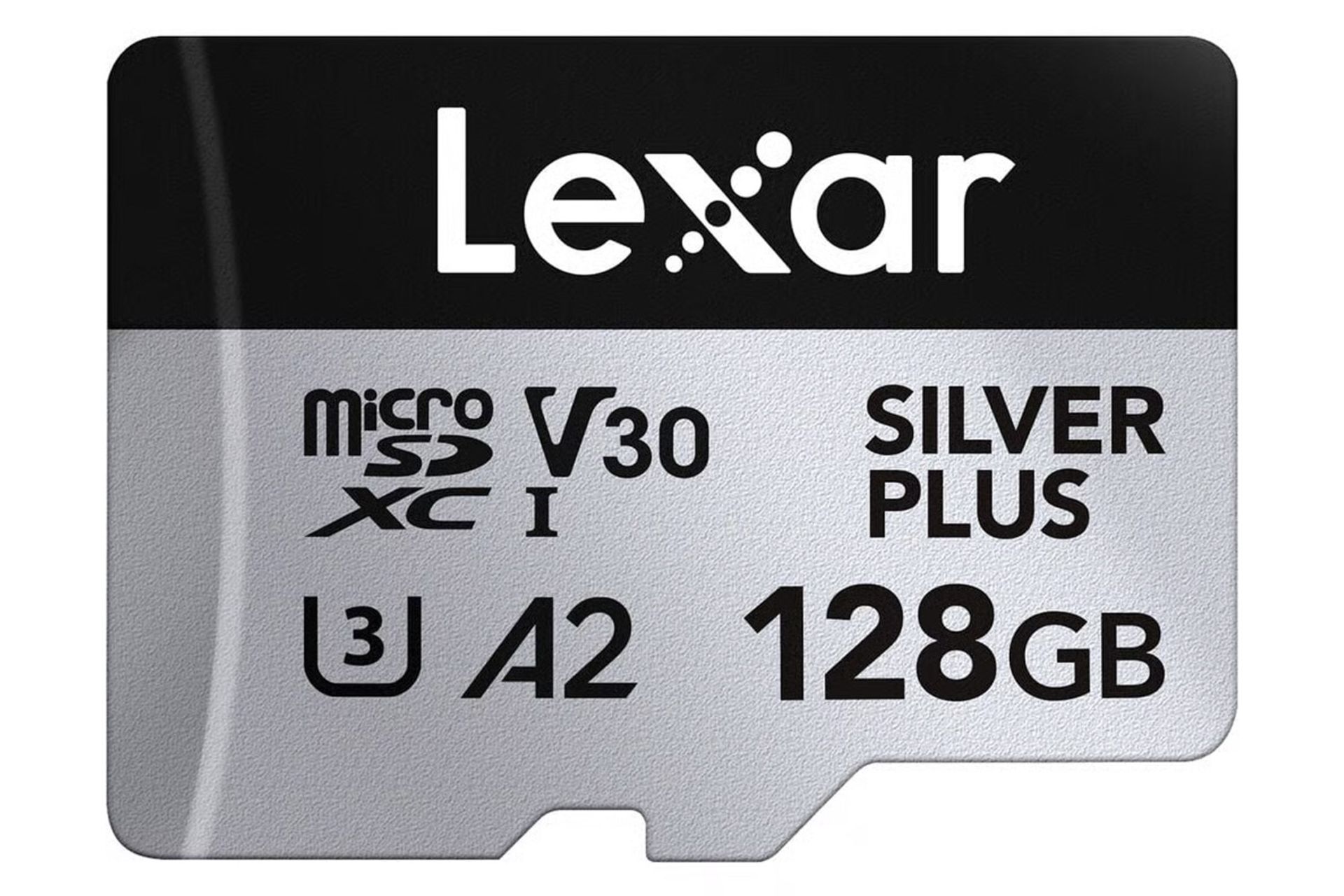 ابعاد و اندازه کارت حافظه لکسار microSDXC با ظرفیت 128 گیگابایت مدل Professional SILVER PLUS A2 V30