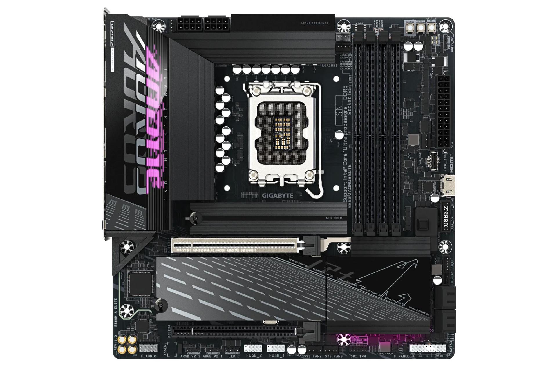 مادربرد گیگابایت B860M AORUS ELITE نمای بالا