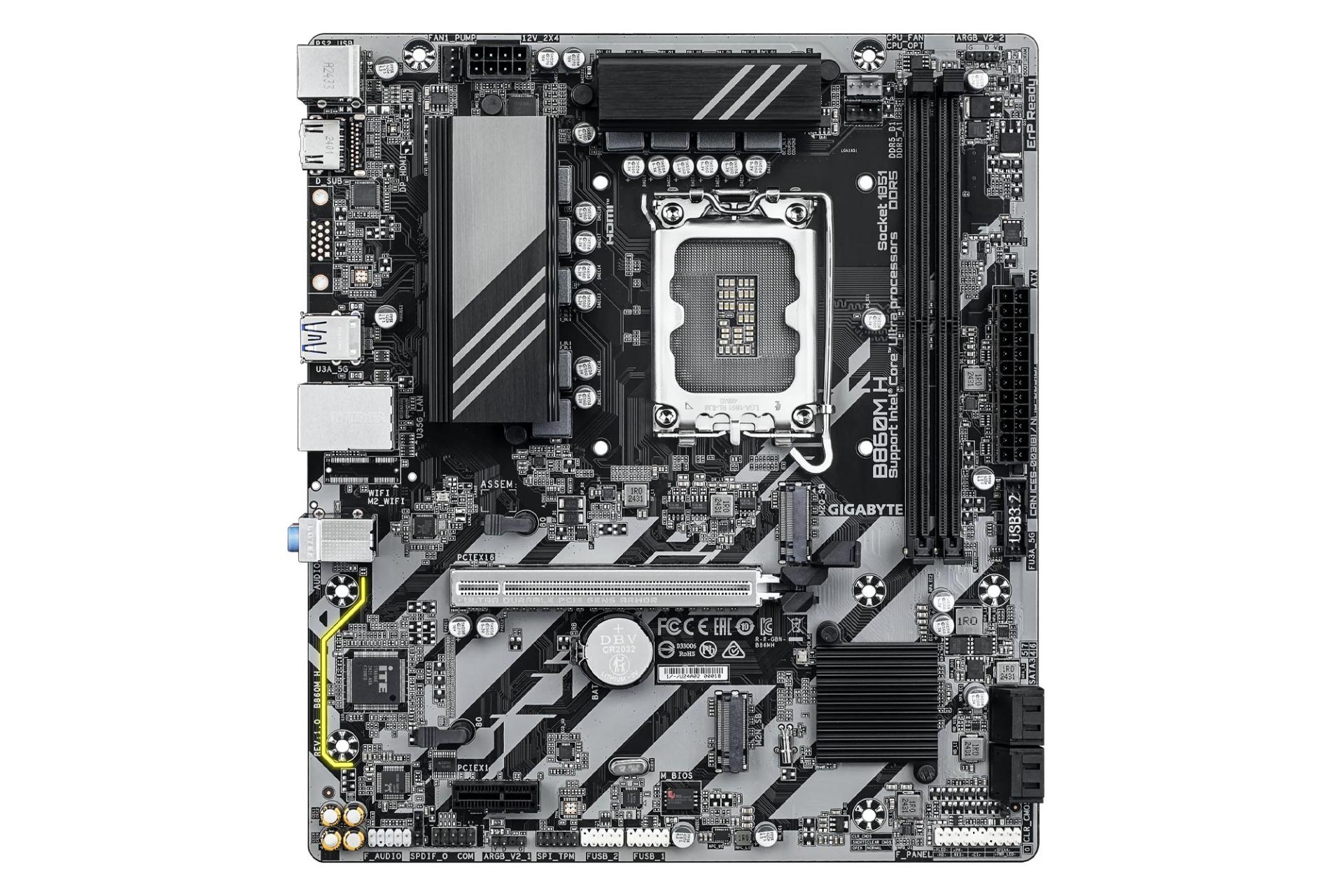 مادربرد گیگابایت B860M H نمای بالا