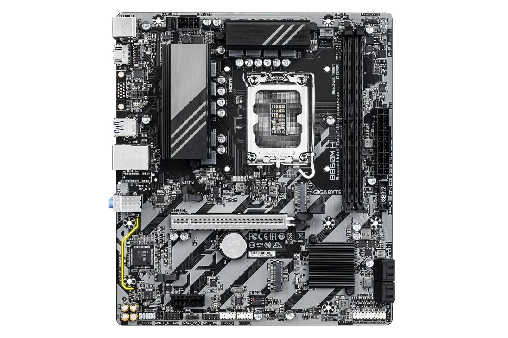 مادربرد گیگابایت B860M H نمای بالا