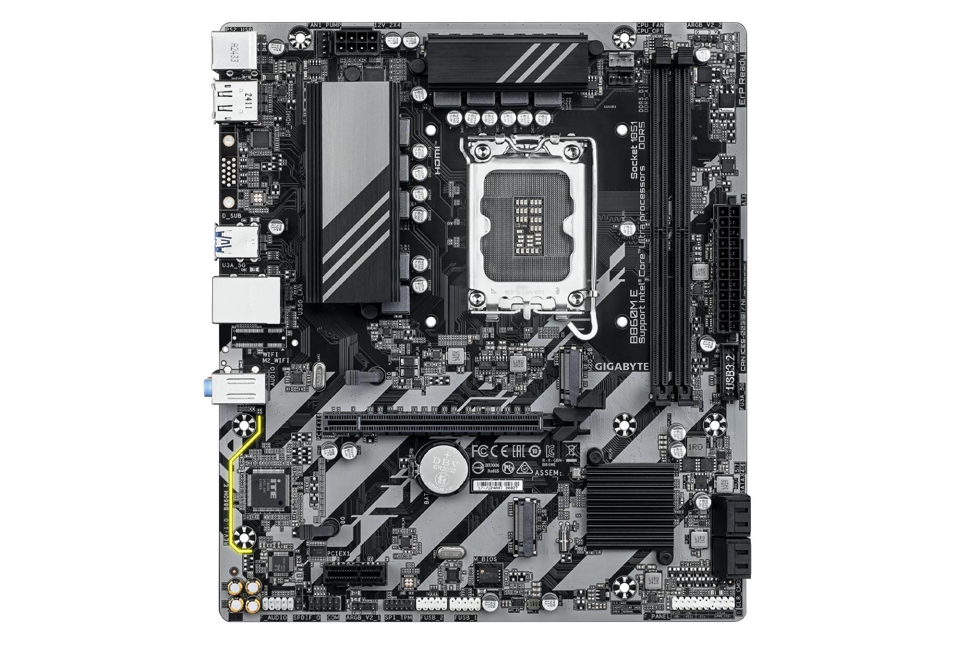 مادربرد گیگابایت B860M E نمای بالا