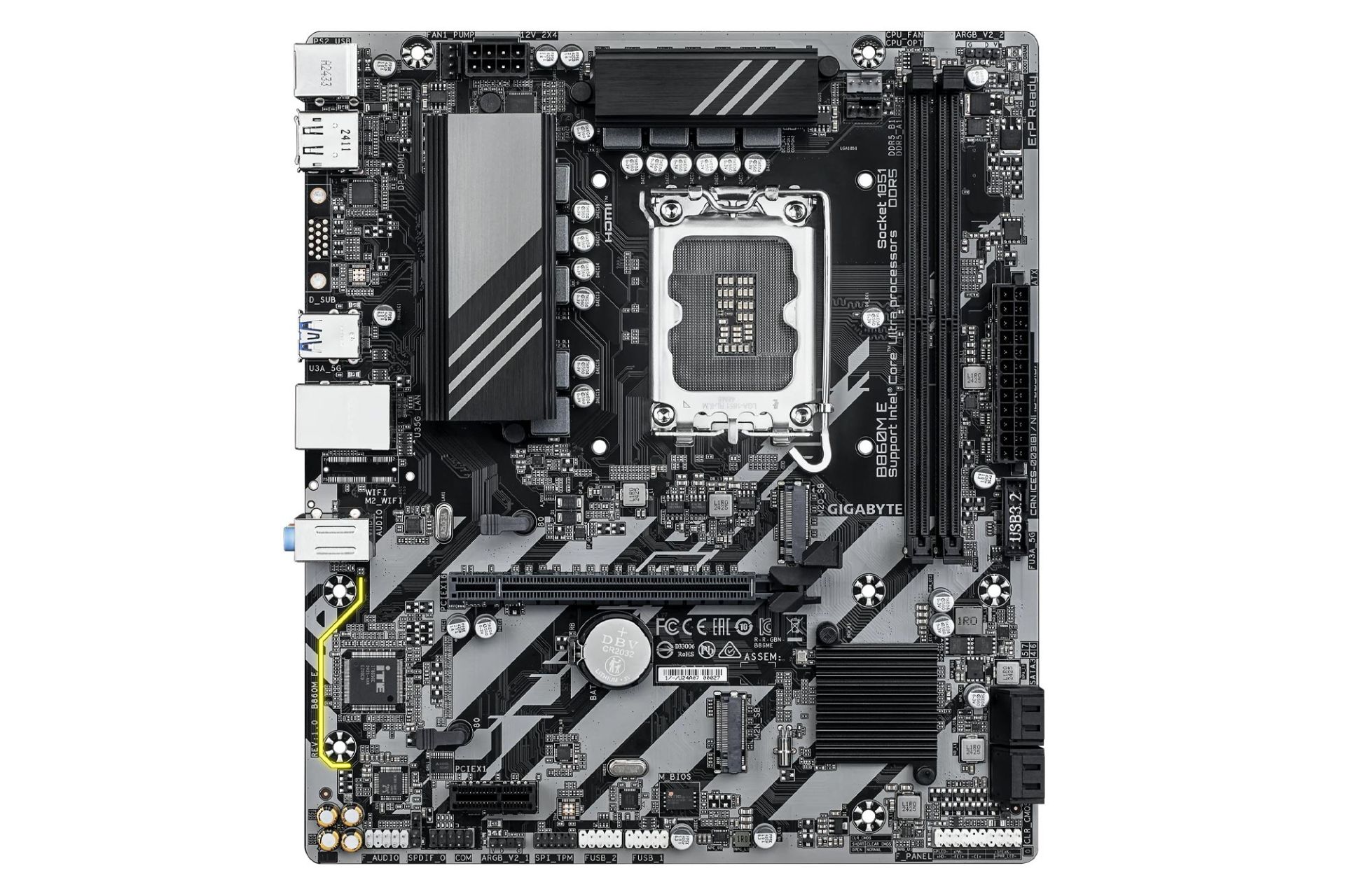 مادربرد گیگابایت B860M E نمای بالا