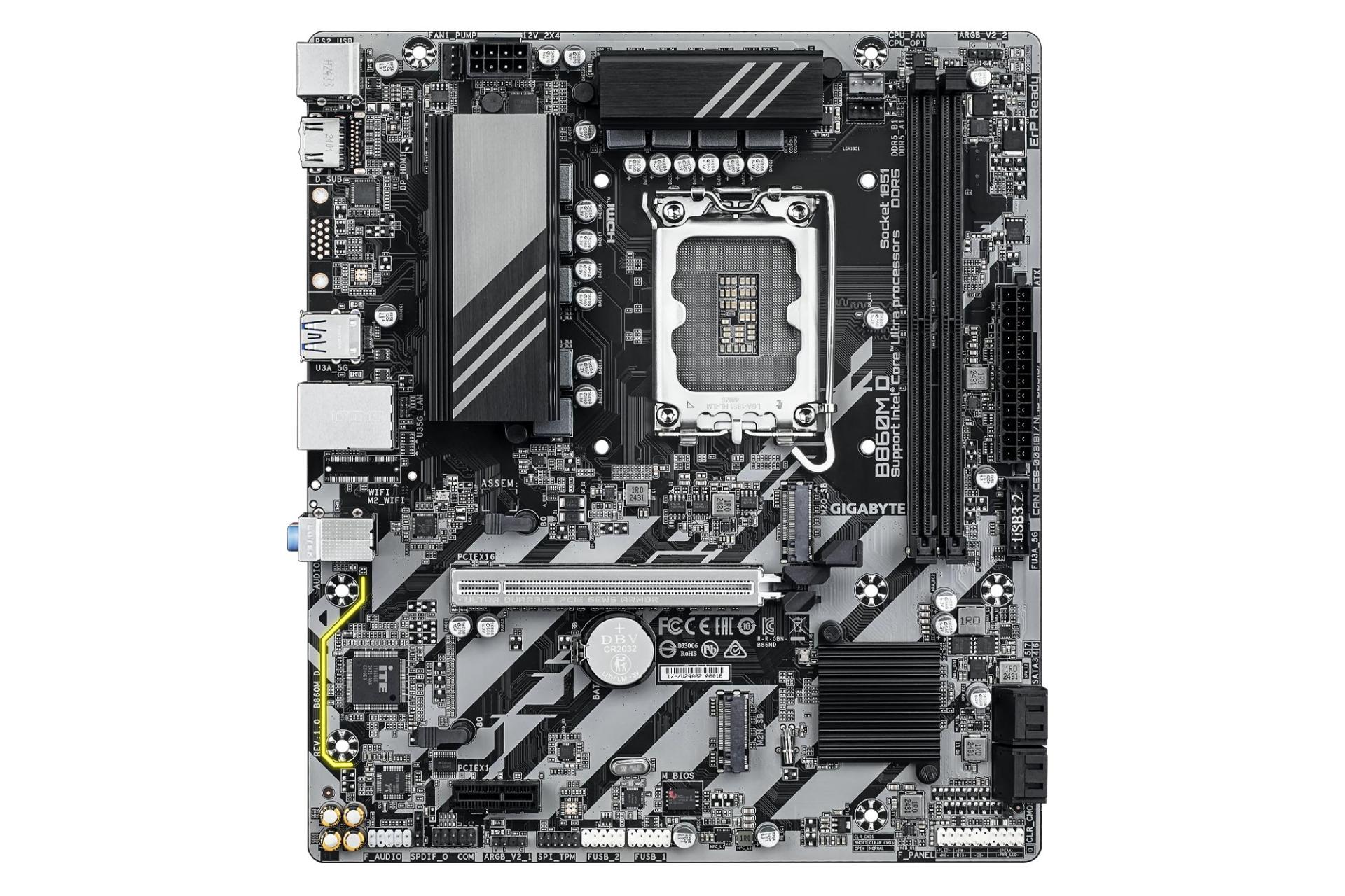 مادربرد گیگابایت B860M D نمای بالا