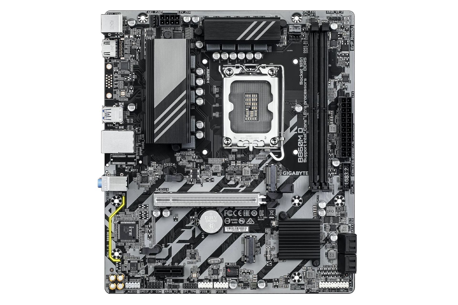 مادربرد گیگابایت B860M D نمای بالا
