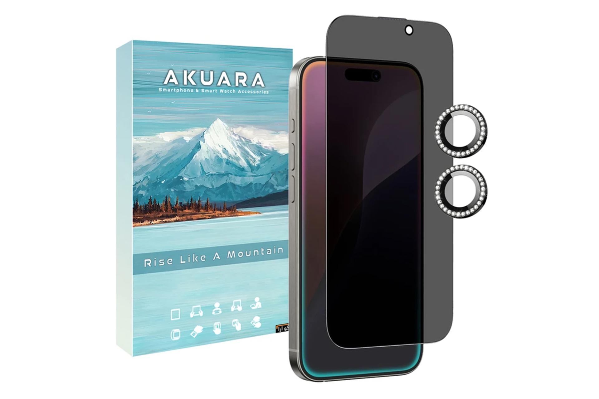 جعبه محافظ صفحه نمایش گوشی آکوآرا مدل AKU PVNG مناسب اپل iPhone 16 به همراه محافظ لنز دوربین
