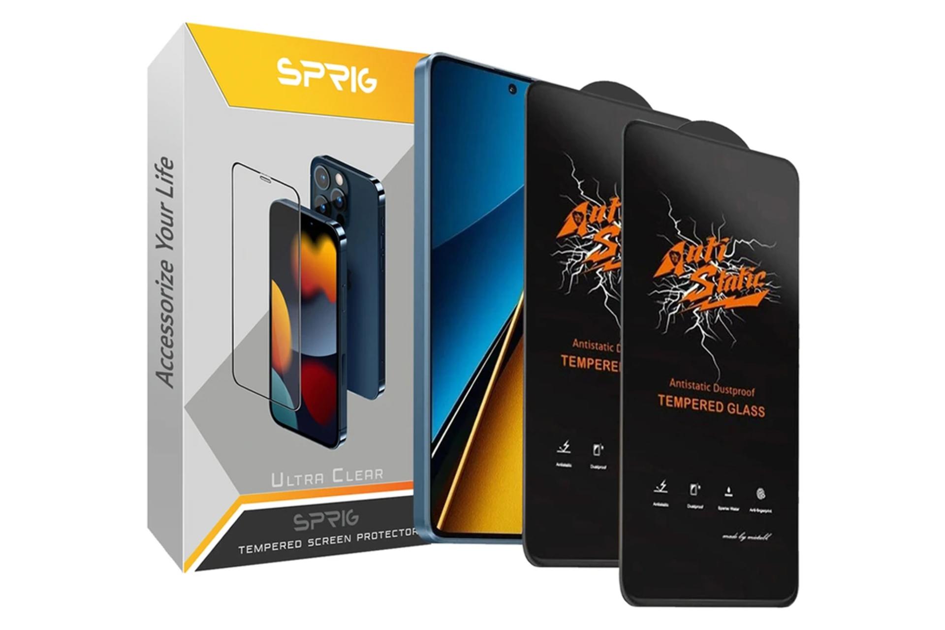 جعبه محافظ صفحه نمایش گوشی اسپریگ مدل AntisB2 مناسب شیائومی Poco X7 Pro / Poco F6