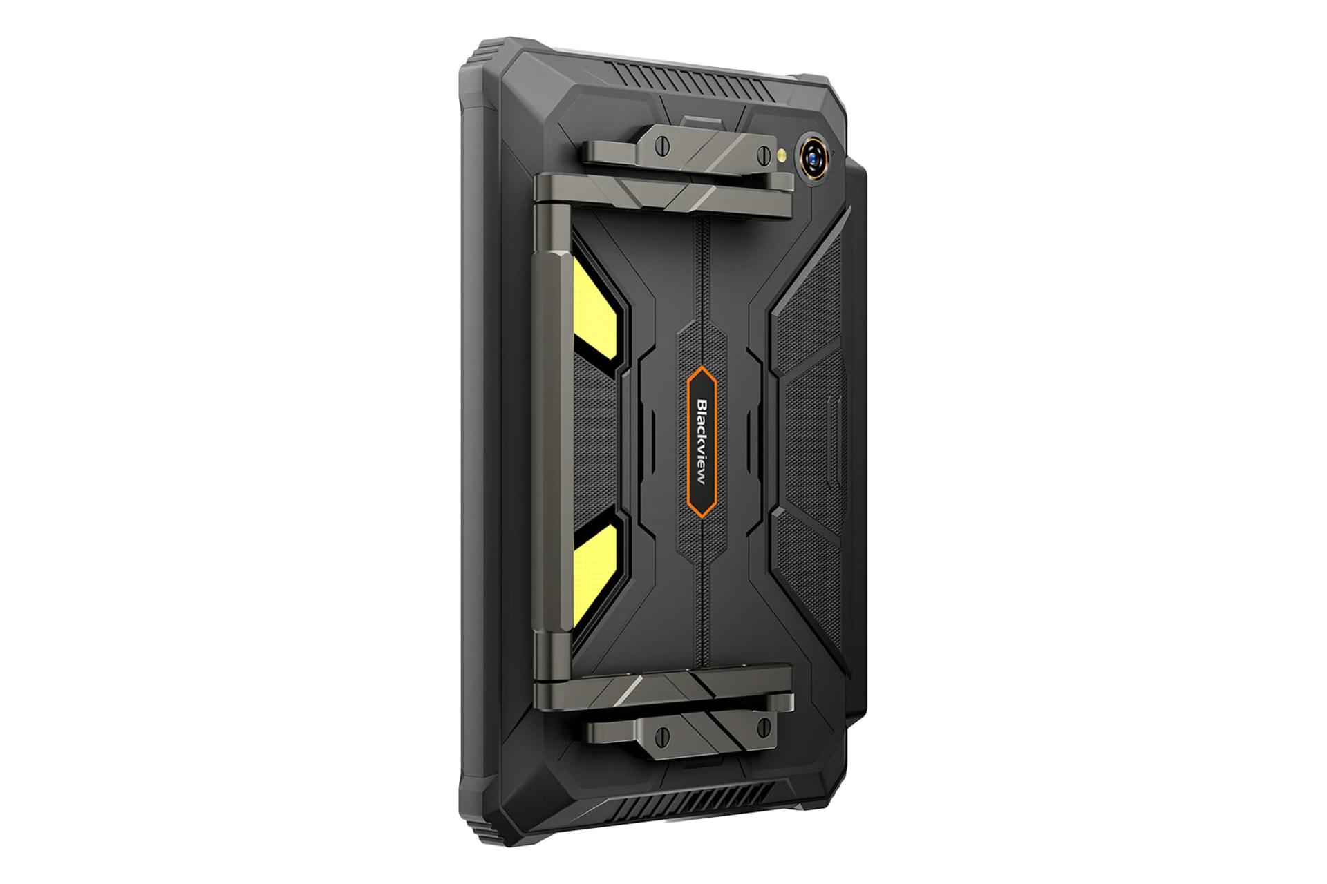 نمای نیمرخ پنل پشت تبلت اکتیو 12 پرو بلک ویو / Blackview Active 12 Pro با نمایش استند و لبه پایین