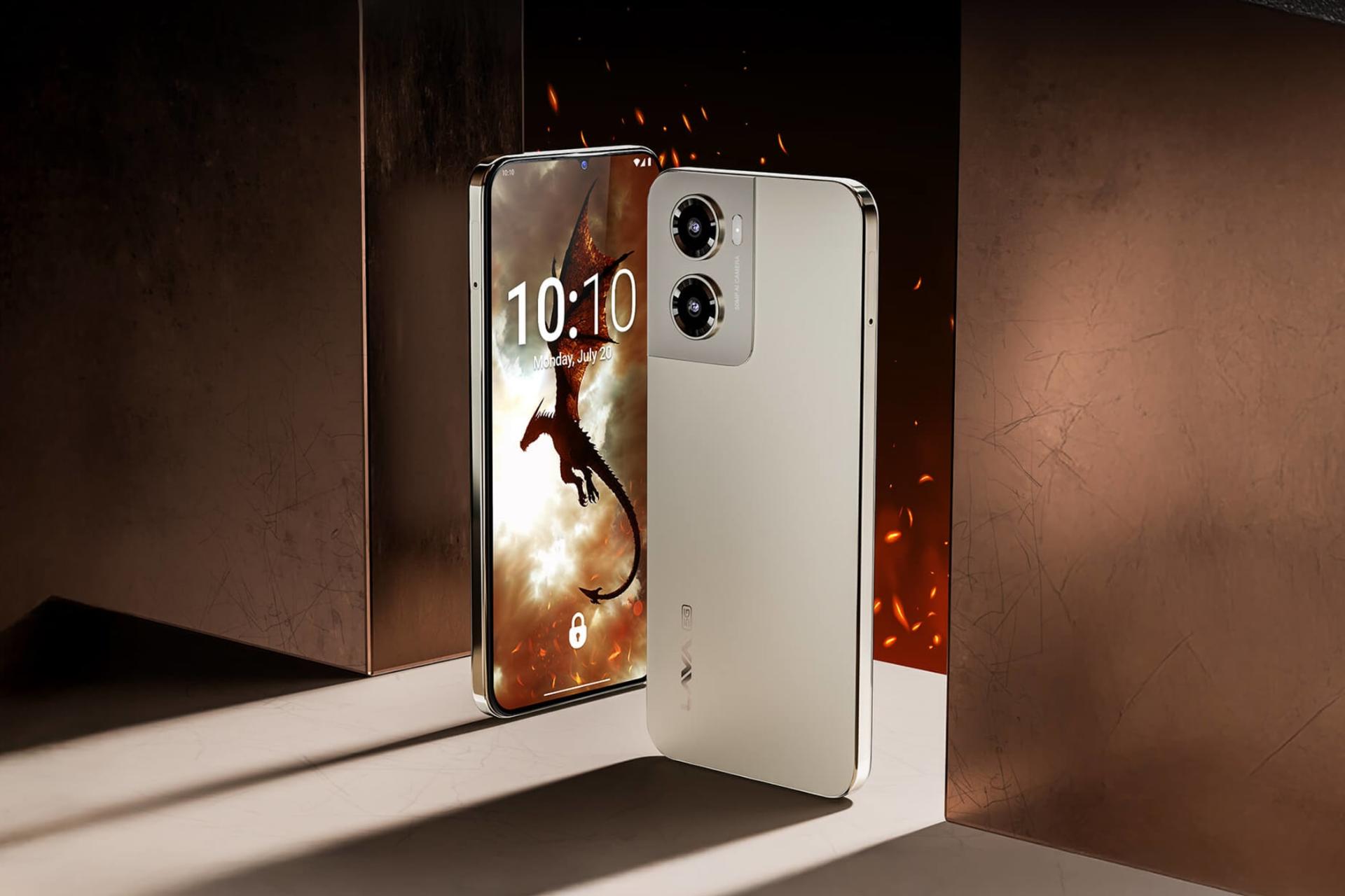 نمای جانبی گوشی موبایل لاوا Lava Blaze Dragon طلایی روشن