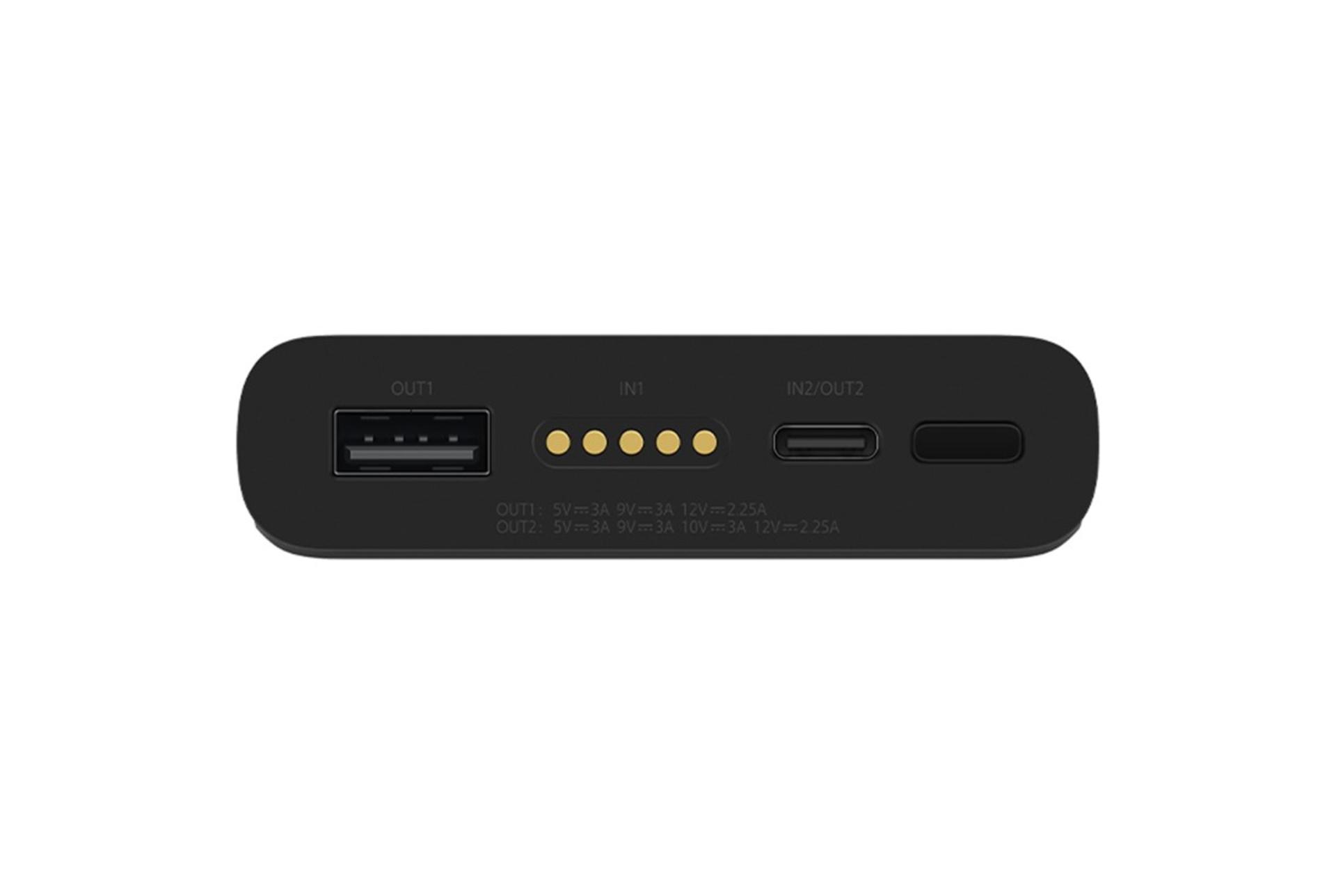کانکتور و اتصال پاور بانک شیائومی 30W WPB25ZM با ظرفیت 10000 میلی‌آمپر ساعت و امکان شارژ بی‌سیم
