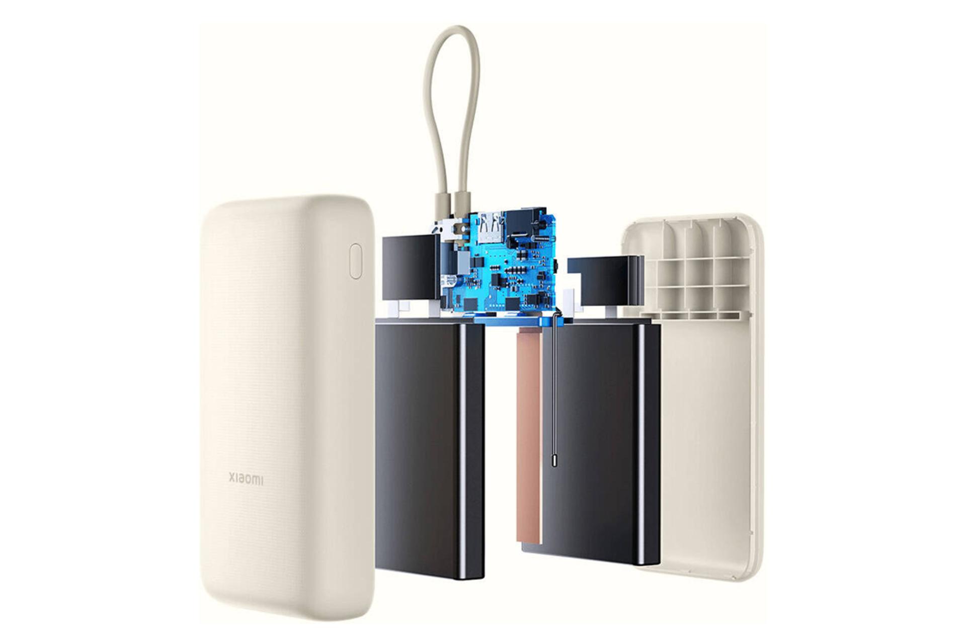 نمای داخل پاور بانک شیائومی 33W PB2030MI با ظرفیت 20000 میلی‌آمپر ساعت