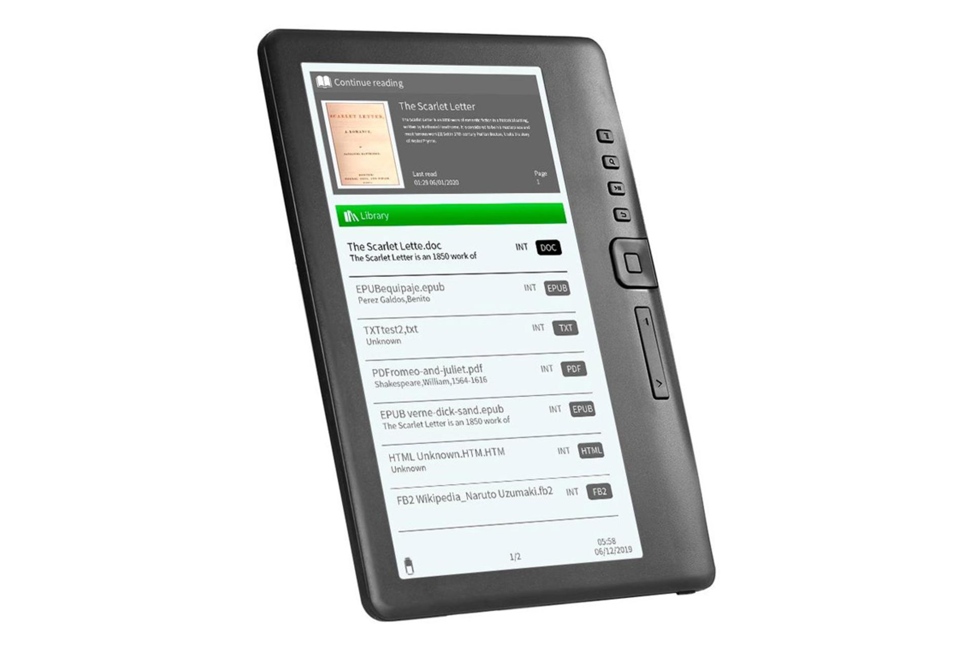 ابعاد و اندازه کتابخوان فیکتوری BK7019