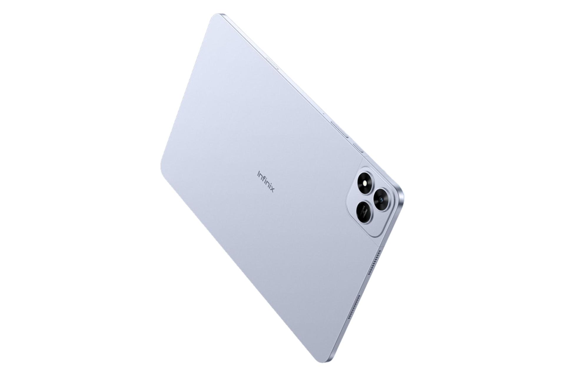 نمای نیمرخ پنل پشت تبلت XPAD 20 پرو اینفینیکس / Infinix XPAD 20 Pro با نمایش حفره‌های اسپیکر رنگ آبی روشن