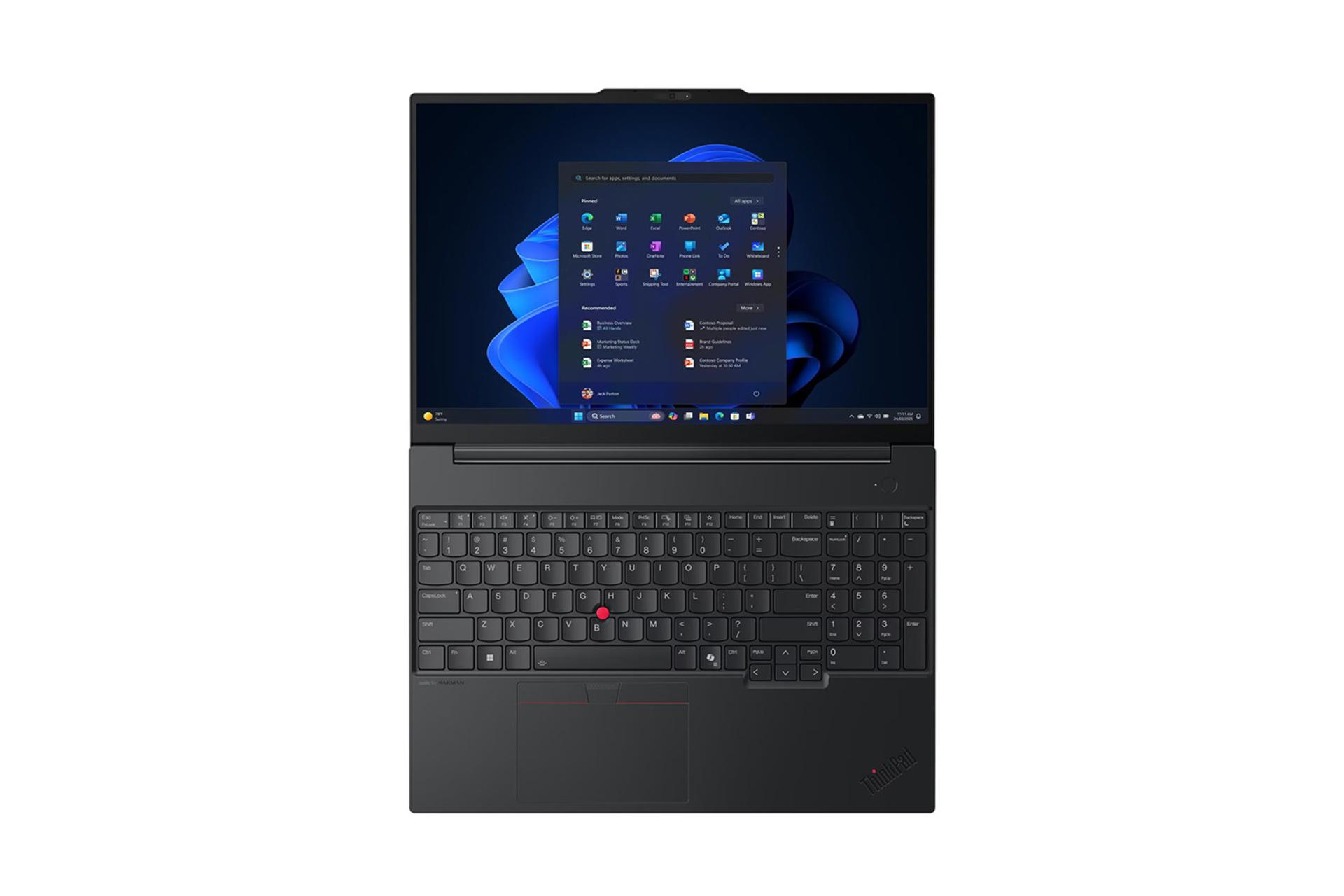 لپ تاپ لنوو Lenovo ThinkPad E16 Gen 3 نمای بالا و کیبورد