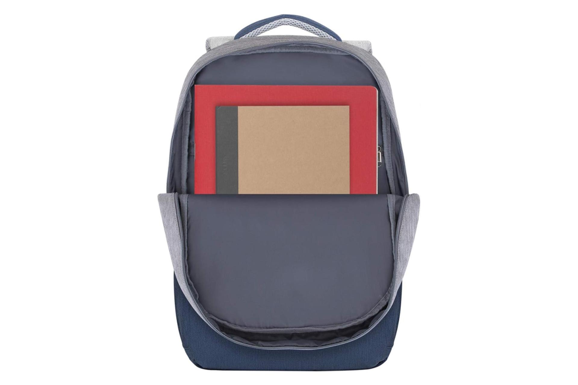 نمای داخل کوله پشتی لپ تاپ ریوا کیس 7562 مناسب 15.6 اینچ