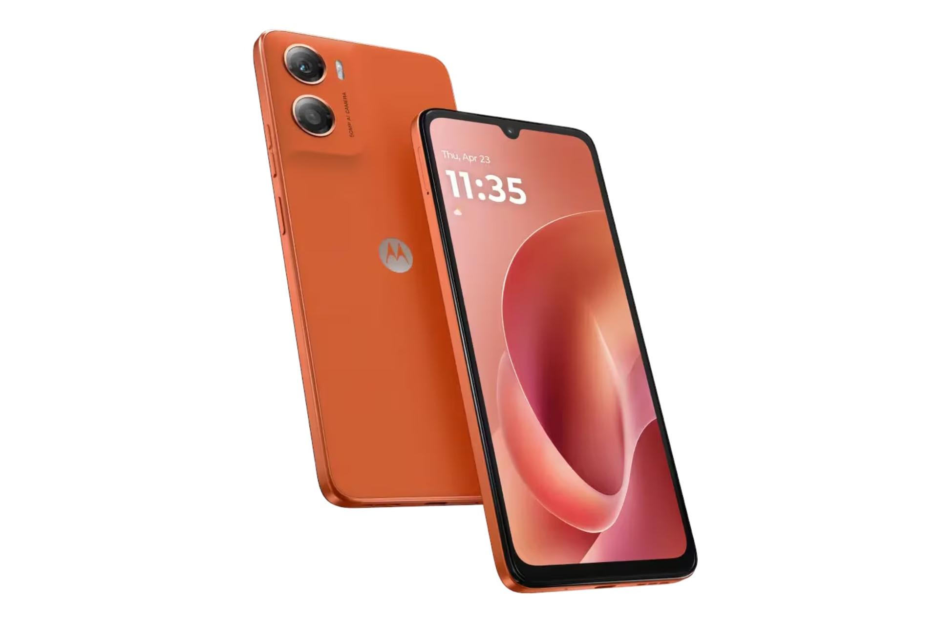 نمای جانبی گوشی موبایل موتو G06 موتورولا مرجانی / Motorola Moto G06