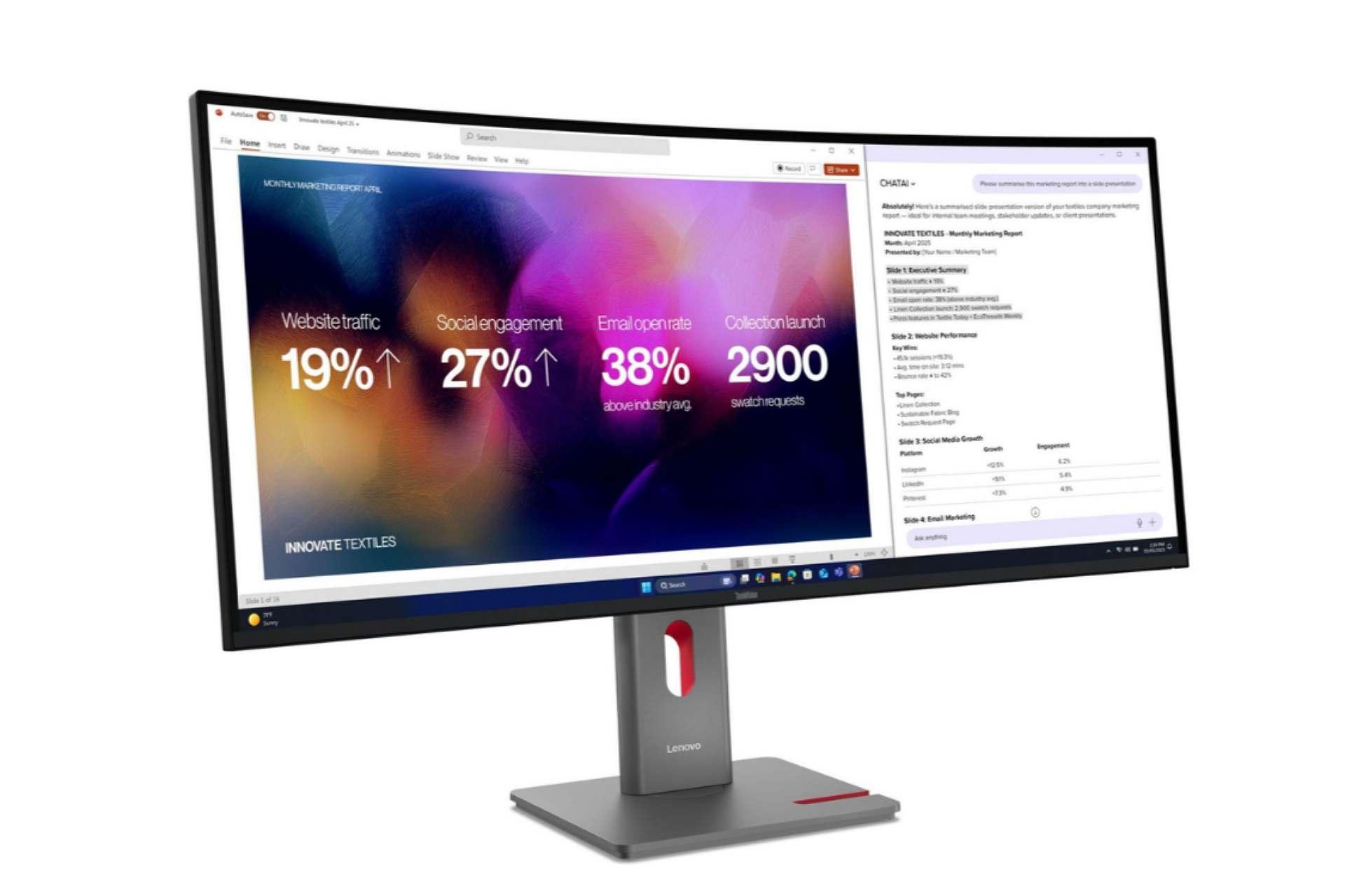 مانیتور خمیده و فوق عریض لنوو تینک‌ویژن با پورت‌های کاربردی معرفی شد