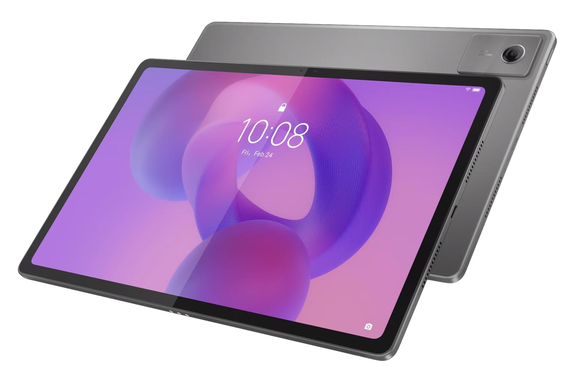 نمای نیمرخ تبلت Idea تب پلاس لنوو / Lenovo Idea Tab Plus با پنل پشت، جلو و لبه کناری رنگ خاکستری تیره