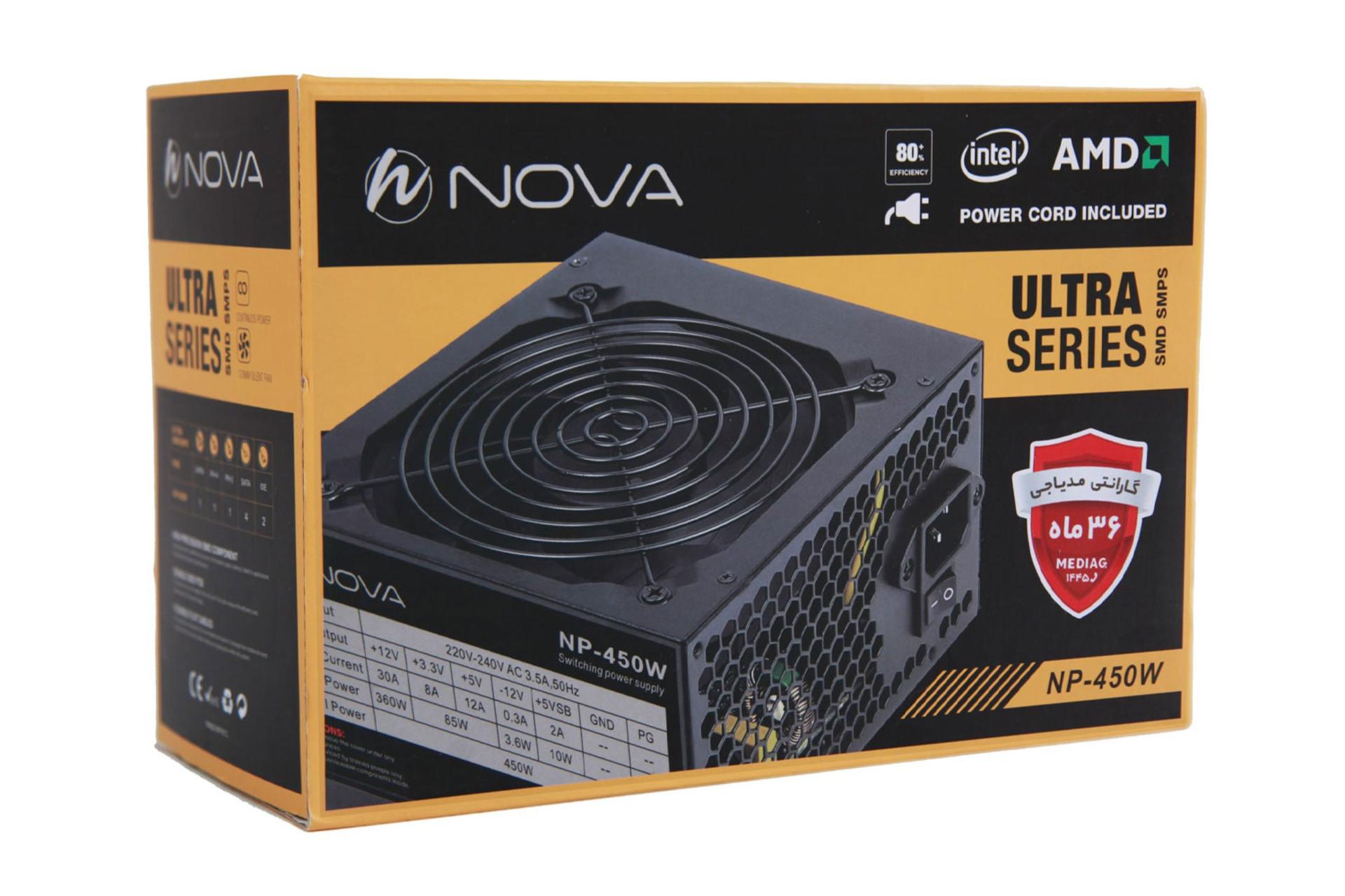 جعبه پاور کامپیوتر نوا NP-450 با توان 450 وات