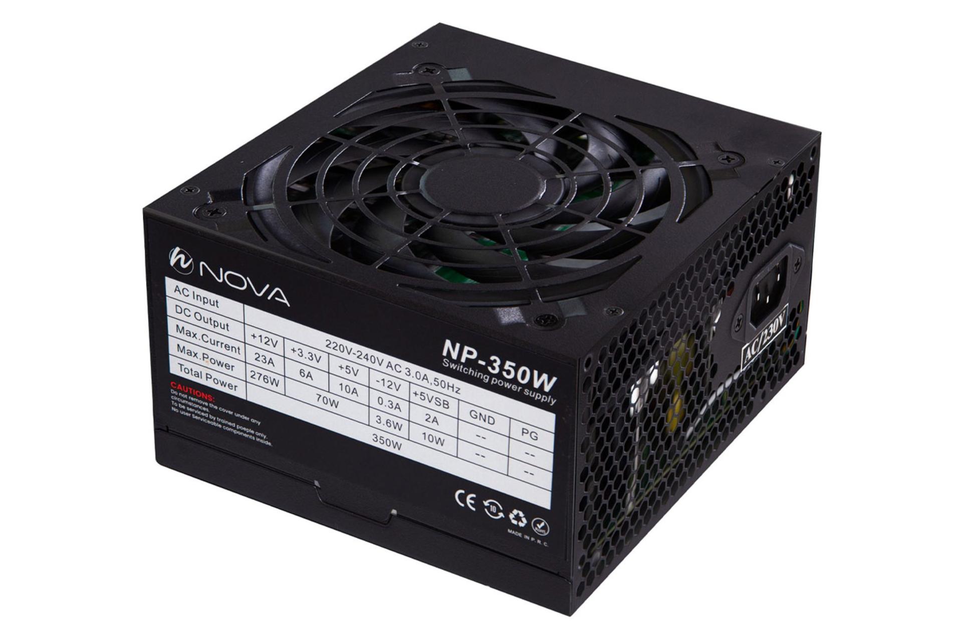 ابعاد و اندازه پاور کامپیوتر نوا NP-350 با توان 350 وات